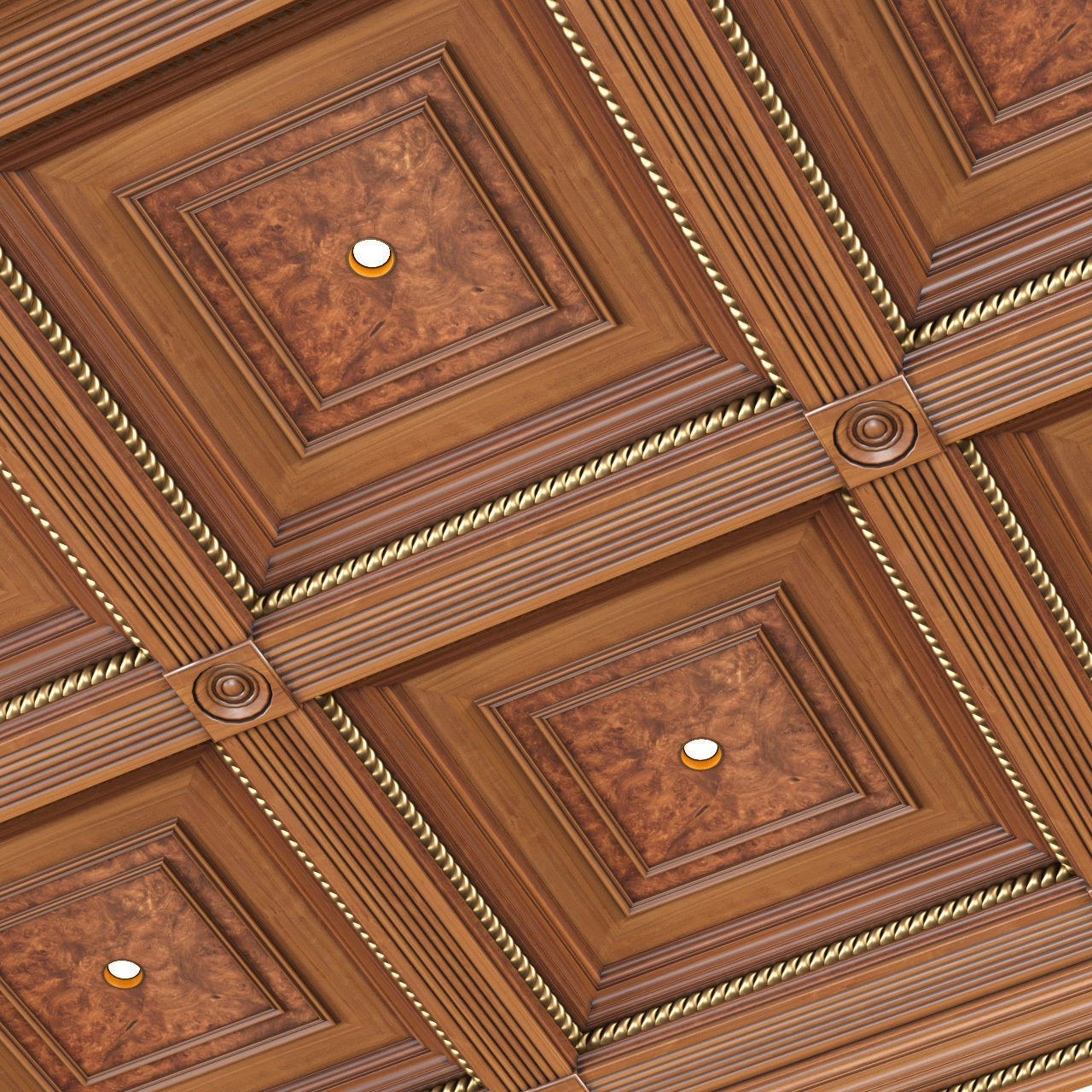 Classic ceiling with lights  3D model_2