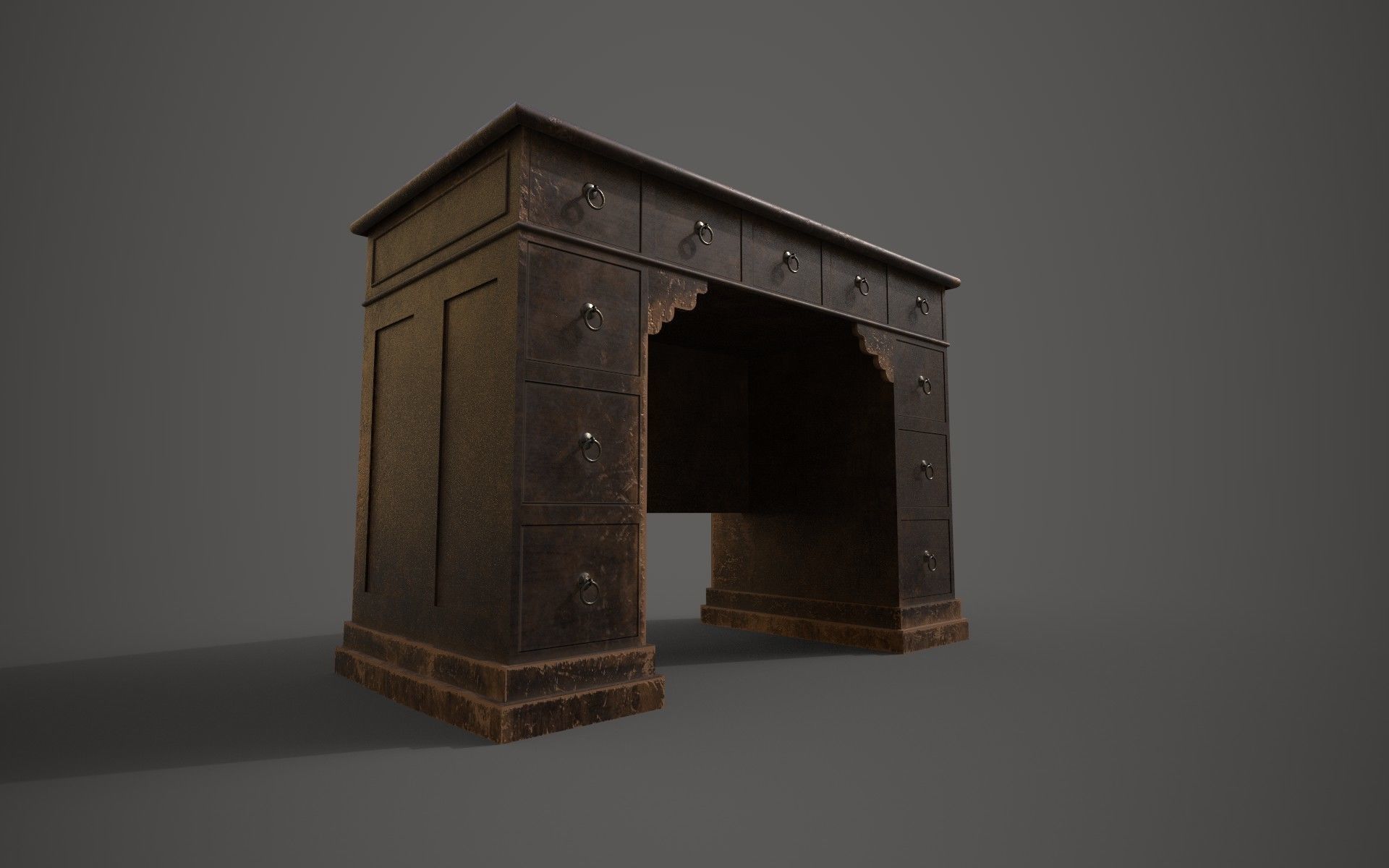 Damaged table Rustic and old  Low-poly 3D model_2