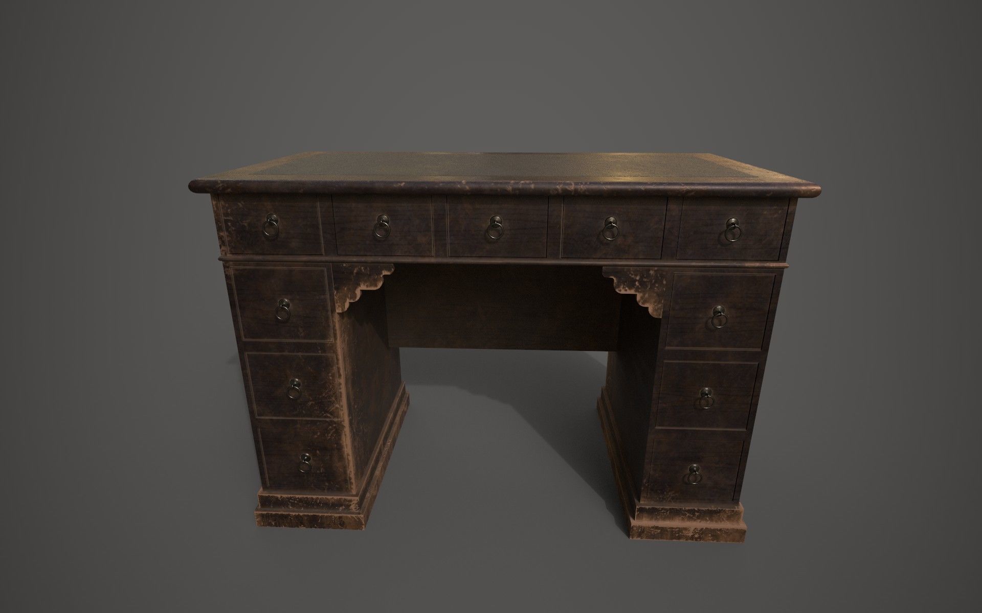Damaged table Rustic and old  Low-poly 3D model_4