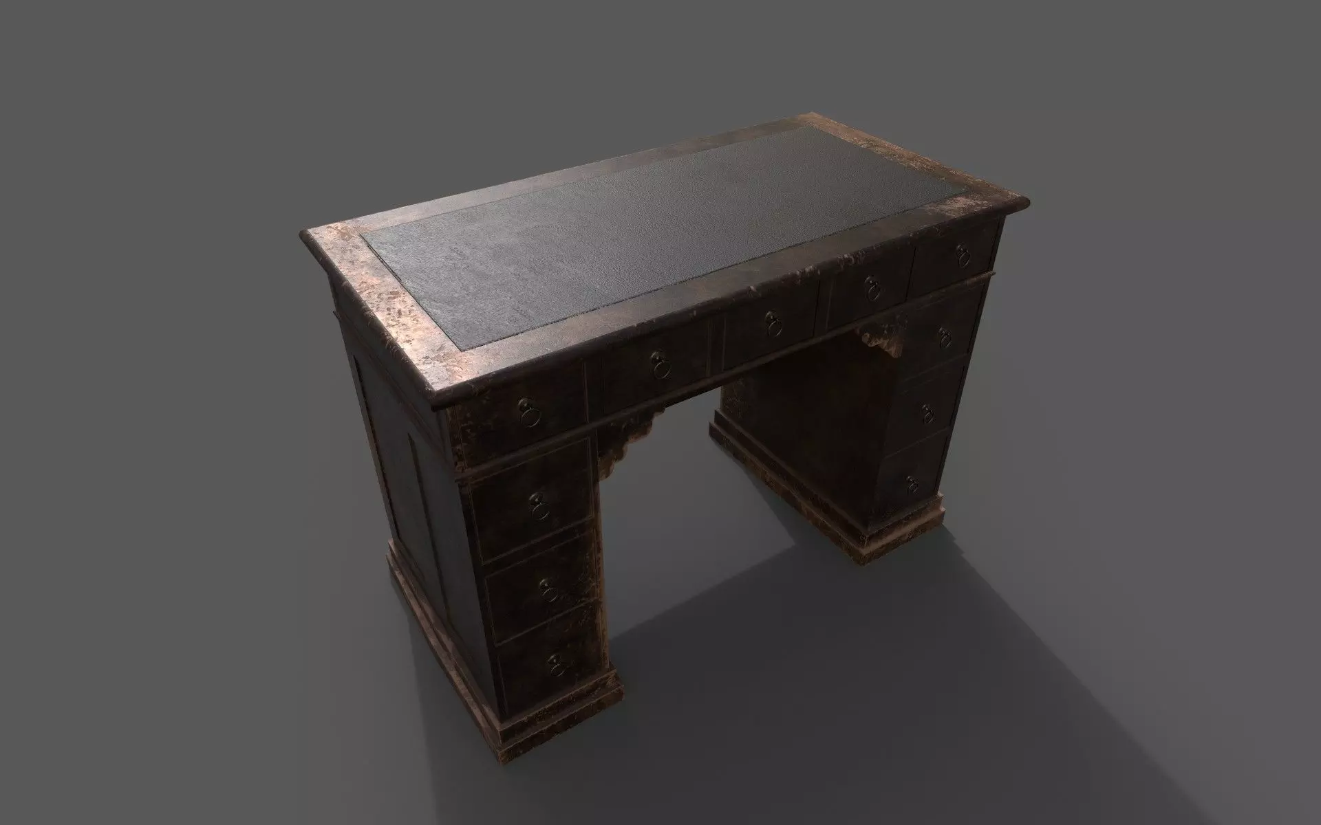 Damaged table Rustic and old  Low-poly 3D model_0