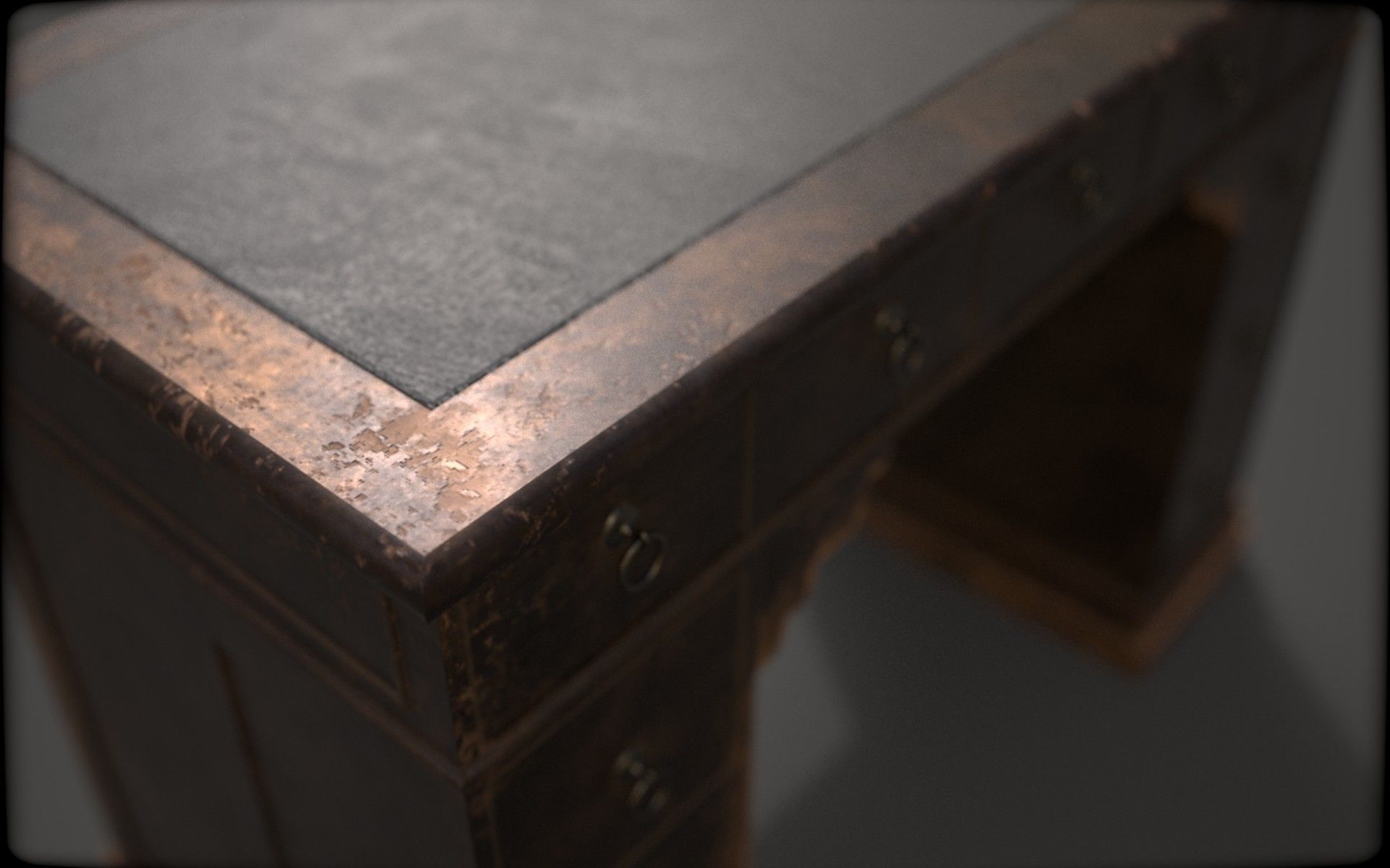 Damaged table Rustic and old  Low-poly 3D model_1