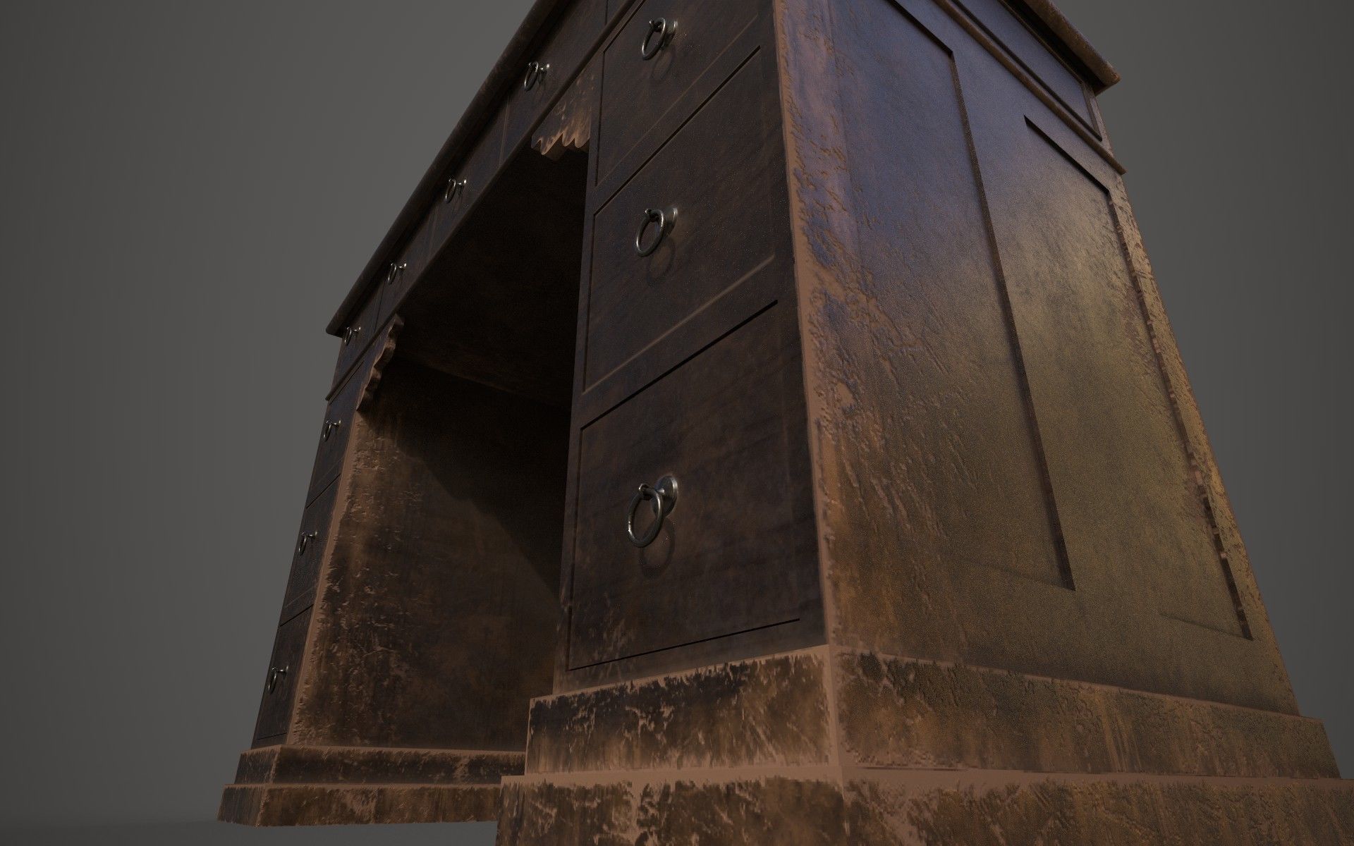 Damaged table Rustic and old  Low-poly 3D model_3