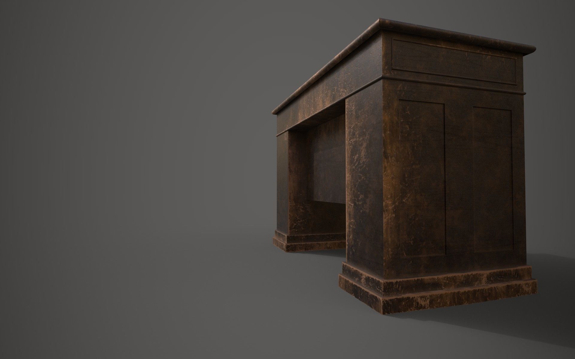Damaged table Rustic and old  Low-poly 3D model_5