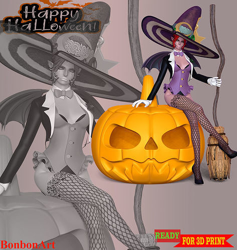 Witch With Halloween 3D print model