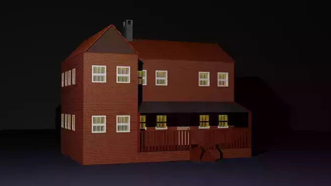 Brick House Low Poly Low-poly 3D model