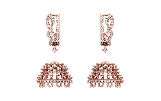 Women Earrings 3dm STL OBJ FBX Renders Details 3D print model