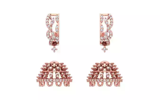 Women Earrings 3dm STL OBJ FBX Renders Details 3D print model