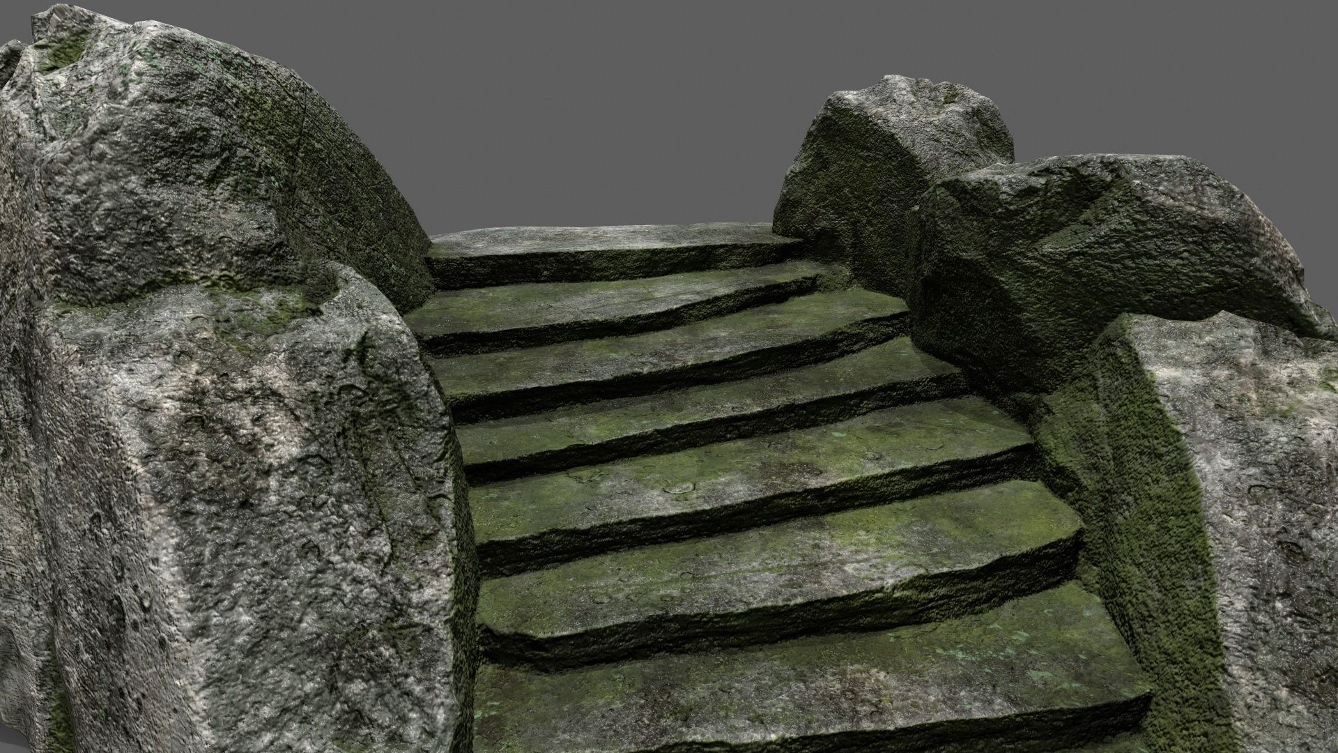 Stairs set of made out of rocks Low-poly 3D model_10