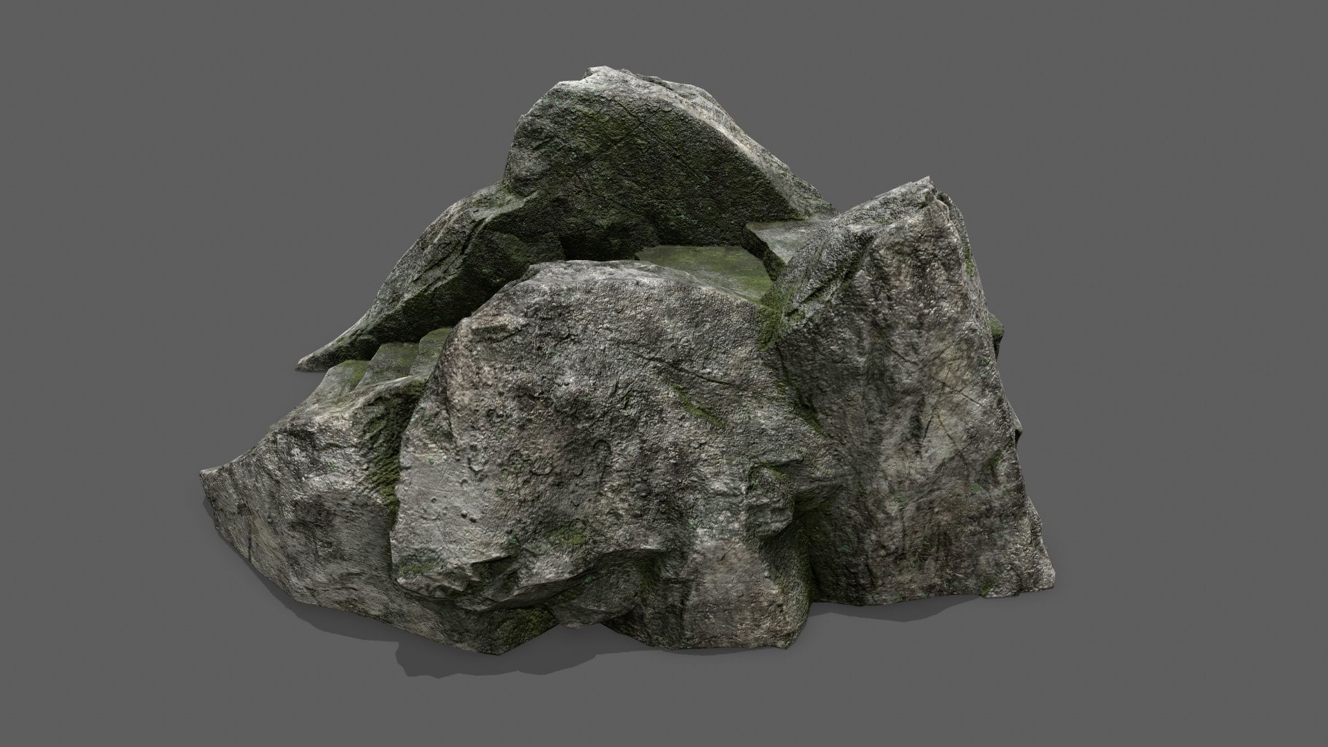 Stairs set of made out of rocks Low-poly 3D model_3