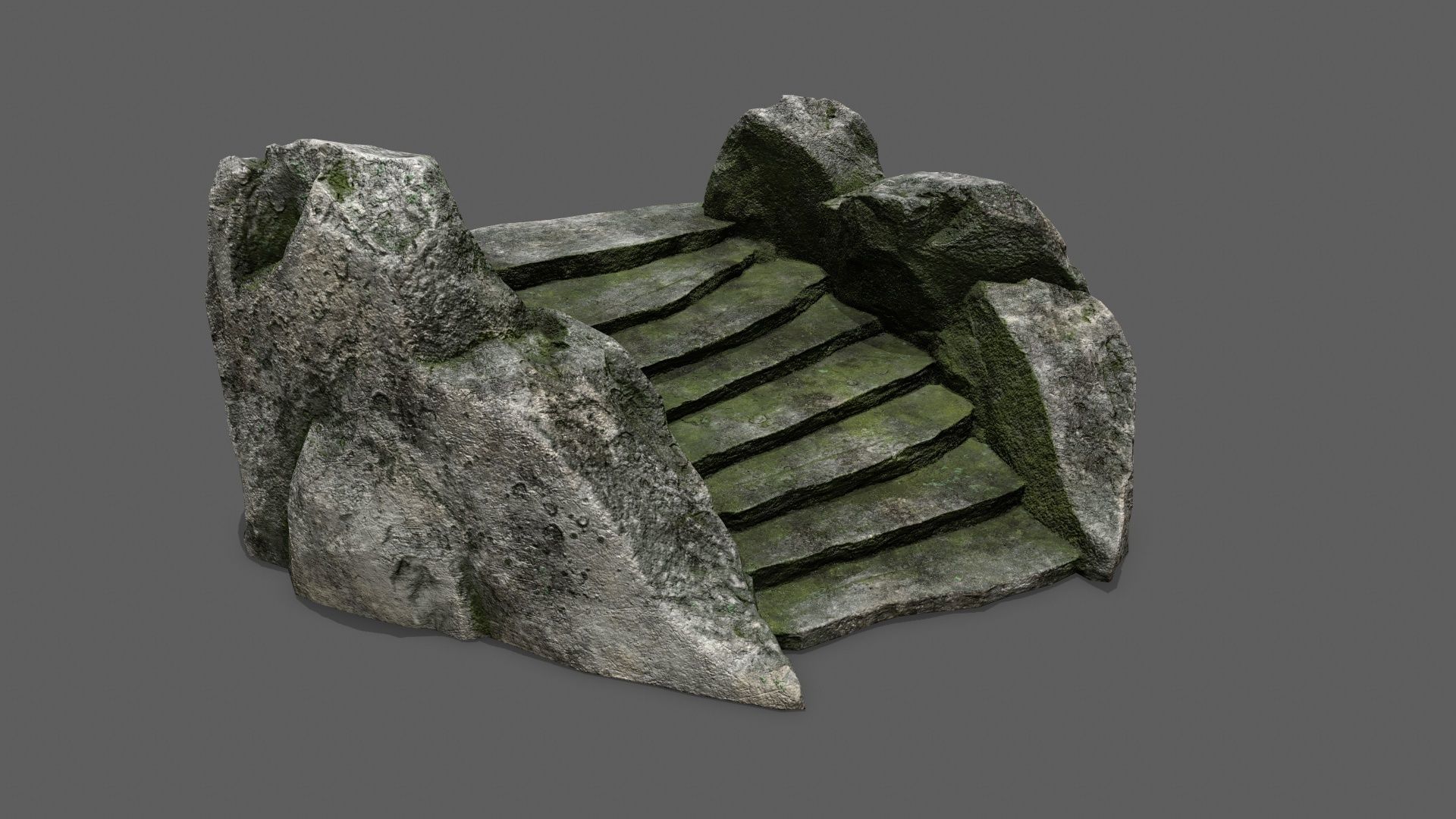 Stairs set of made out of rocks Low-poly 3D model_8
