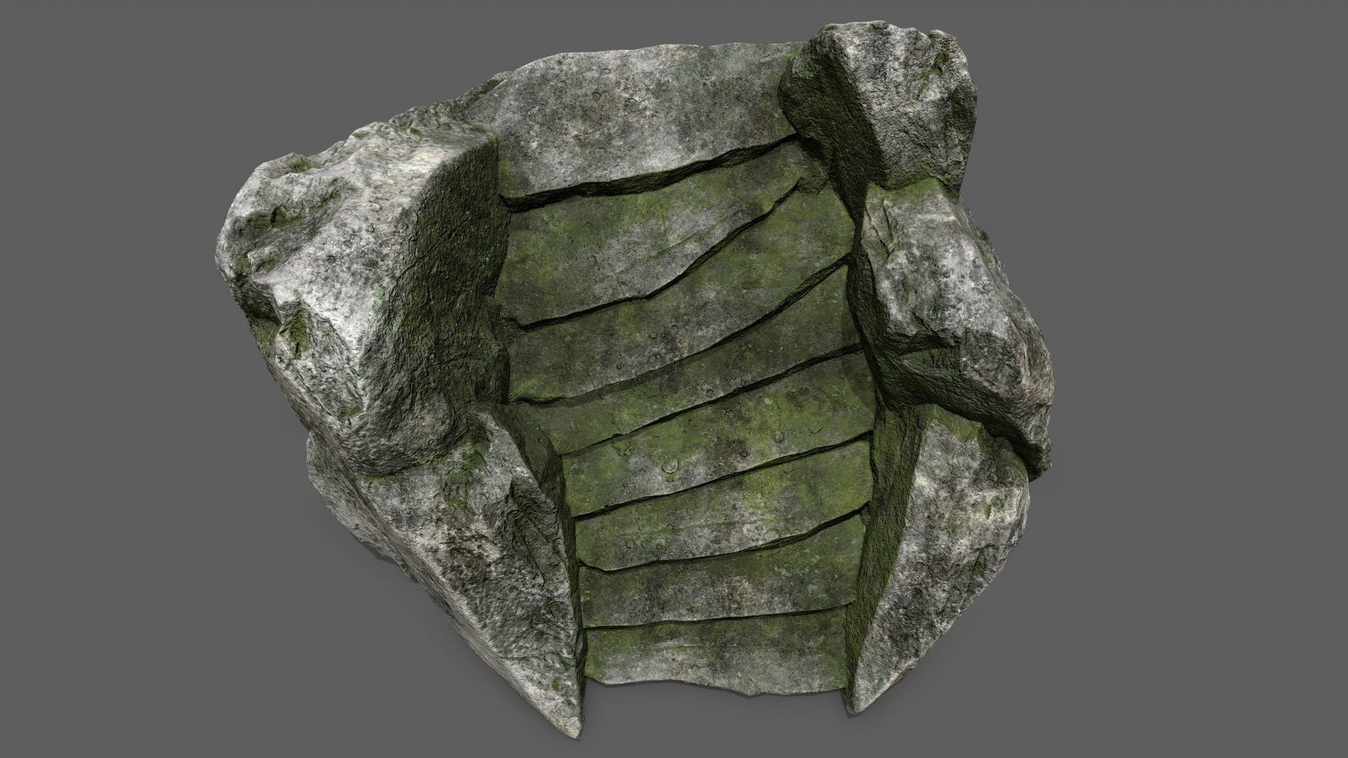 Stairs set of made out of rocks Low-poly 3D model_9