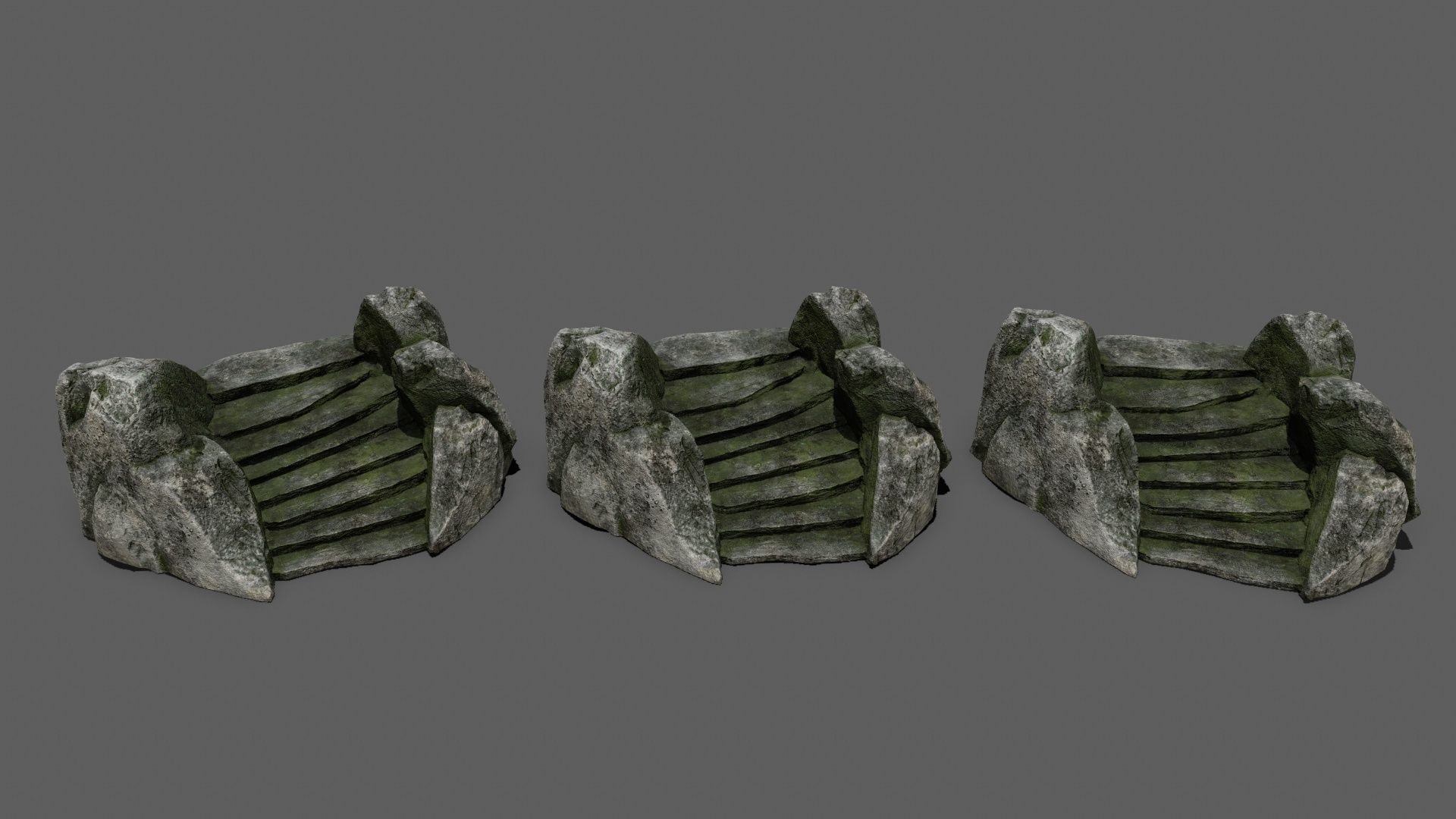 Stairs set of made out of rocks Low-poly 3D model_11