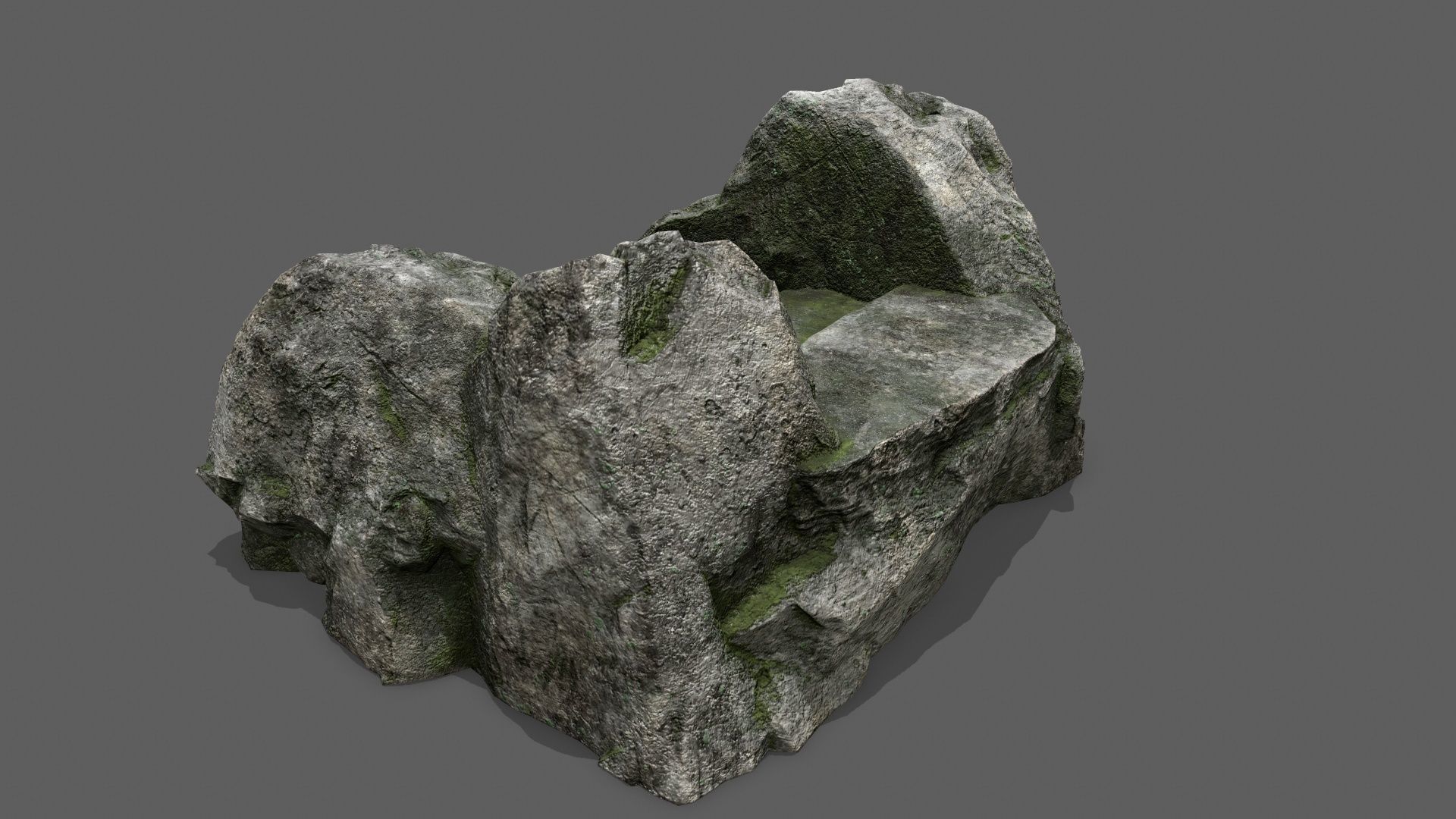Stairs set of made out of rocks Low-poly 3D model_4