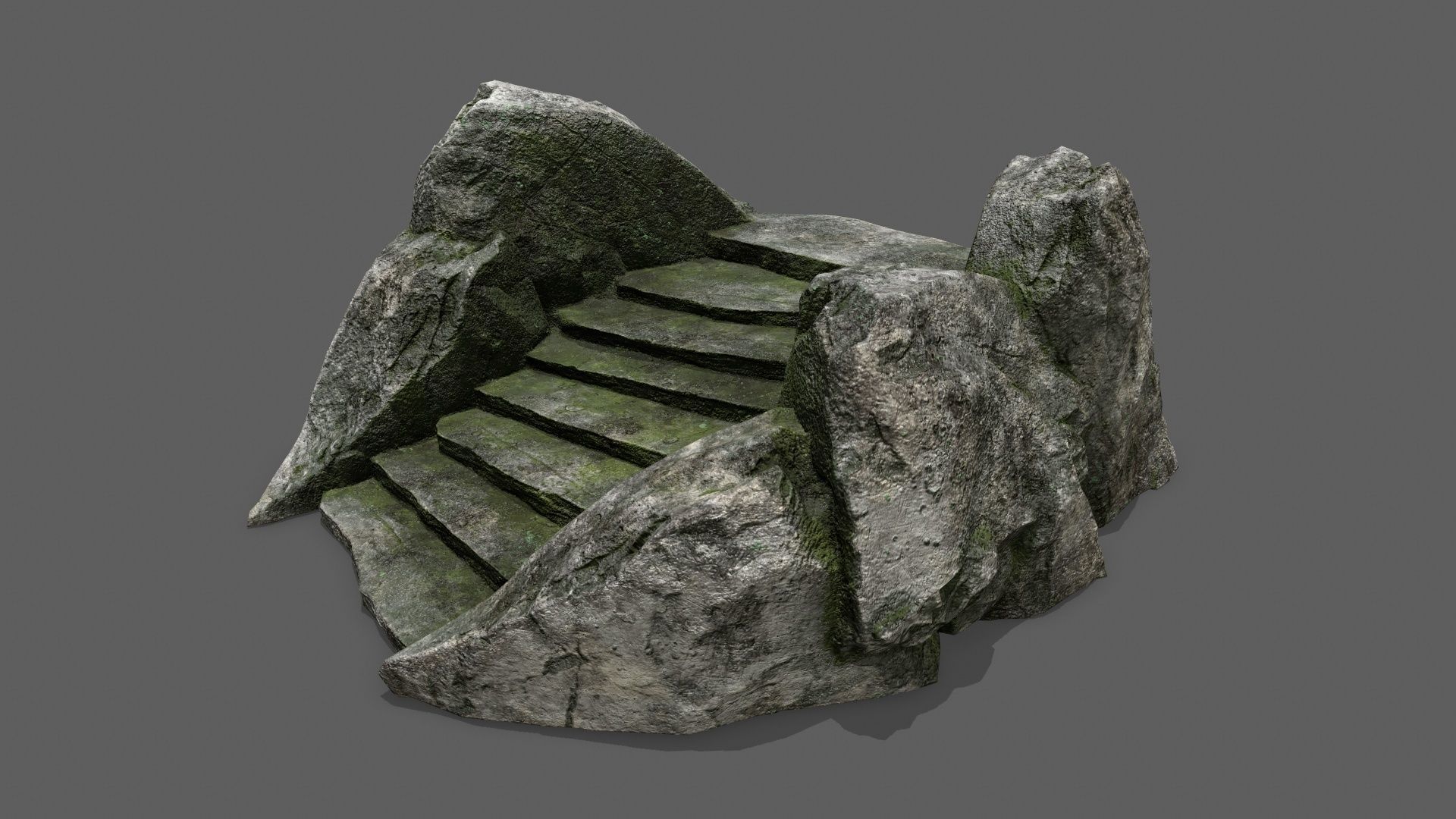 Stairs set of made out of rocks Low-poly 3D model_2