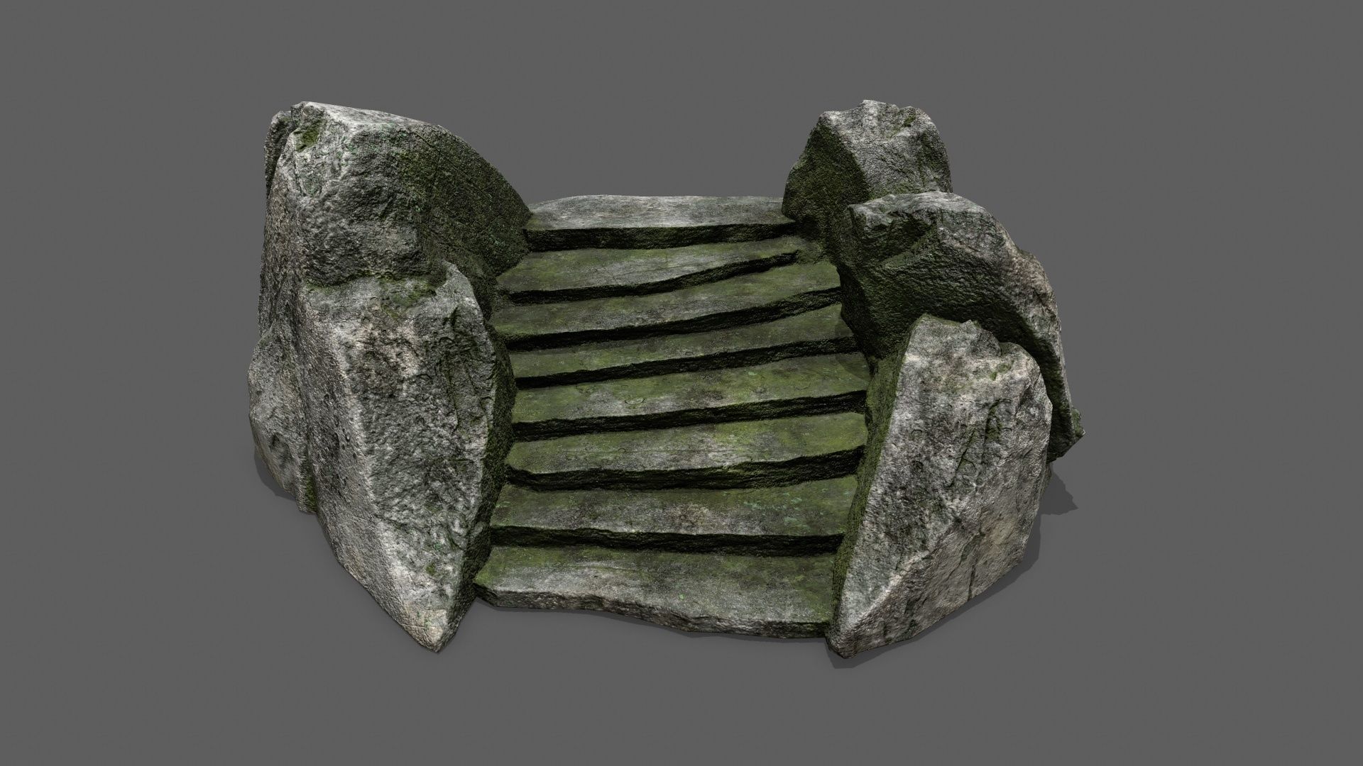 Stairs set of made out of rocks Low-poly 3D model_1