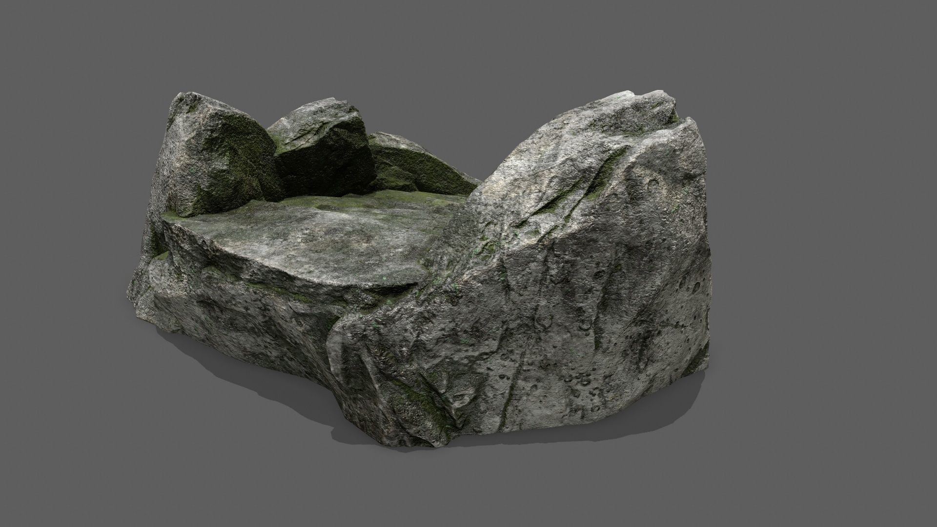 Stairs set of made out of rocks Low-poly 3D model_6
