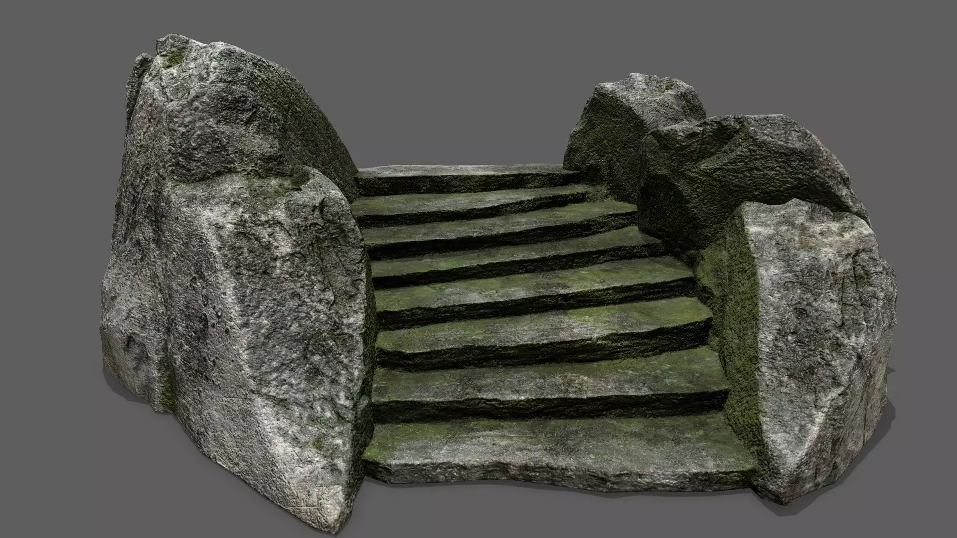 Stairs set of made out of rocks Low-poly 3D model_0