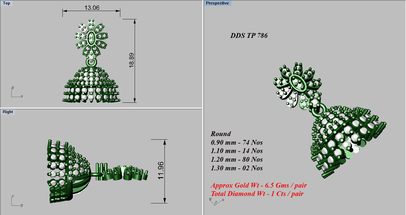Women Earrings 3dm STL OBJ FBX Renders Details 3D print model_3