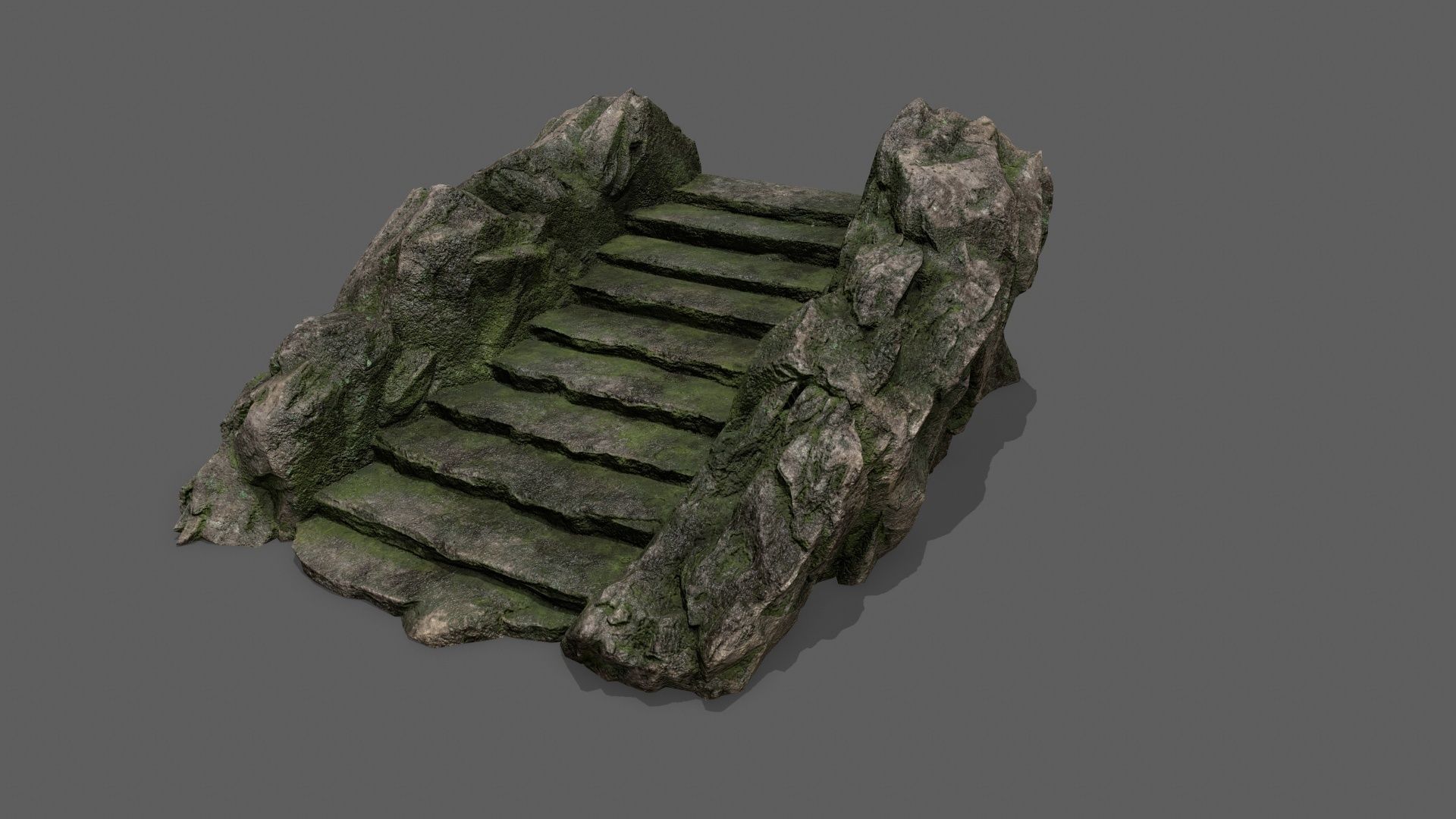 Stairs stone staircase Low-poly 3D model_2