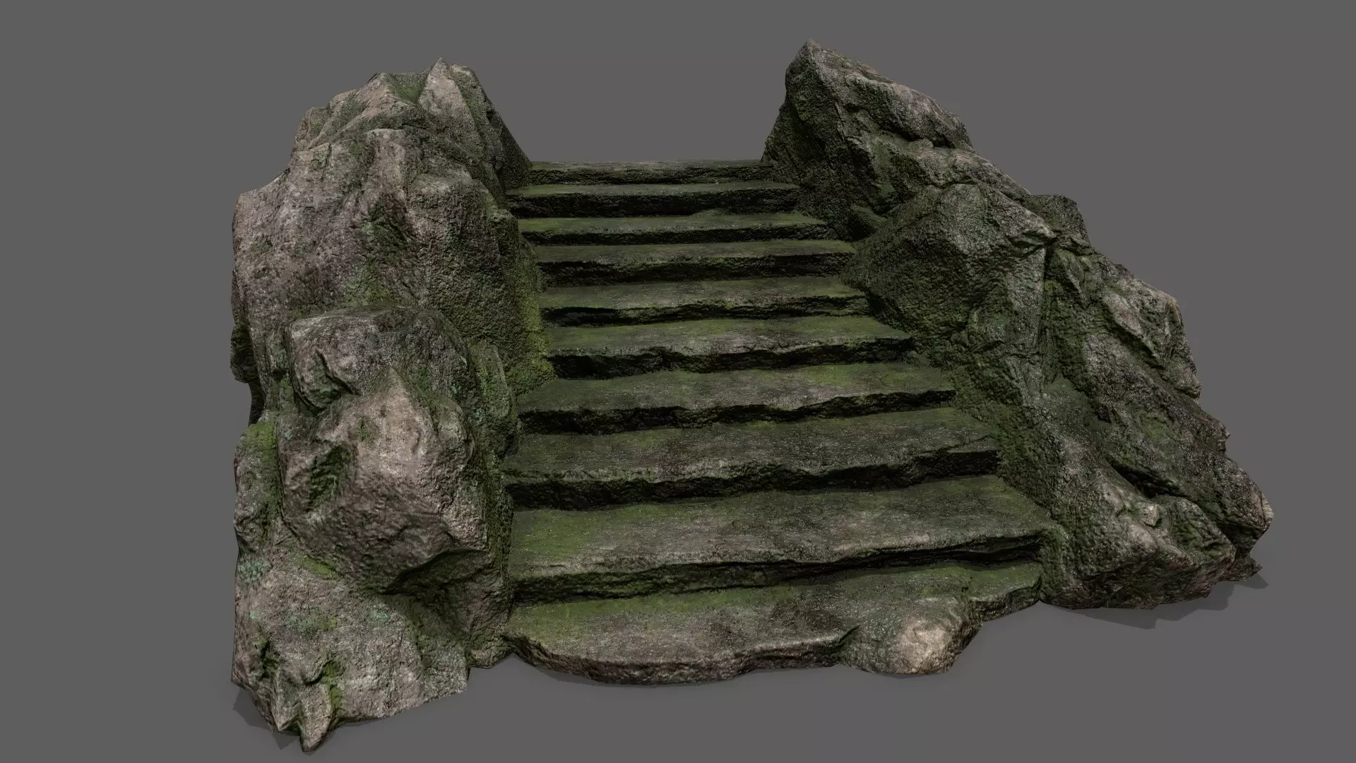 Stairs stone staircase Low-poly 3D model_0