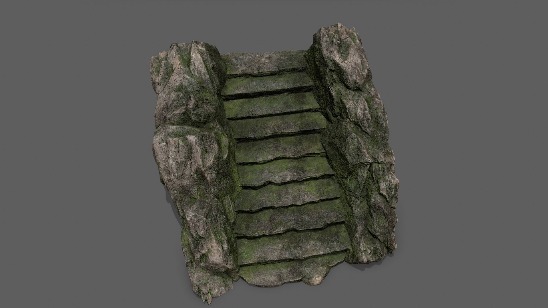 Stairs stone staircase Low-poly 3D model_10