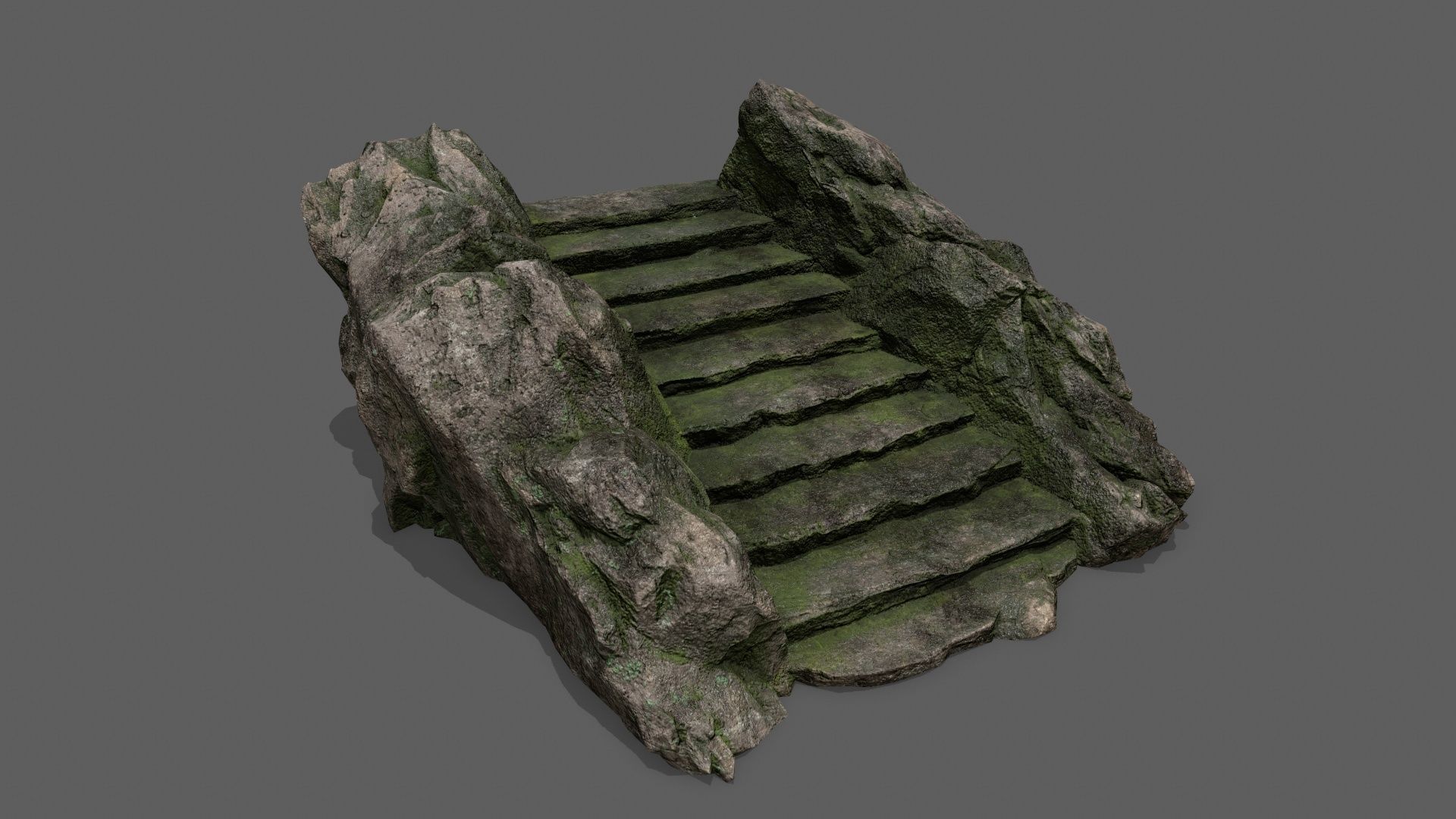 Stairs stone staircase Low-poly 3D model_9