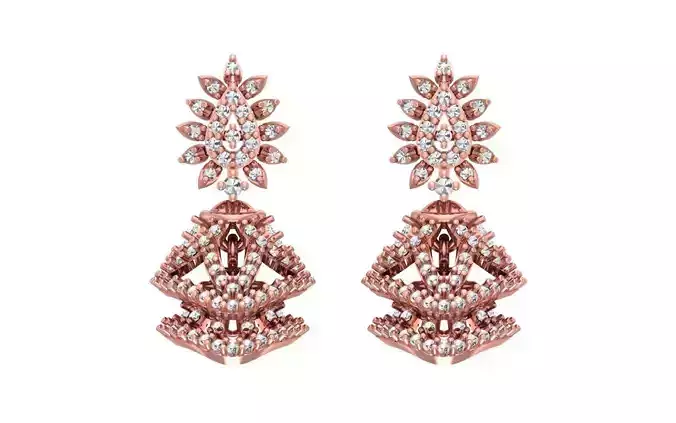Women Earrings 3dm STL OBJ FBX Renders Details 3D print model
