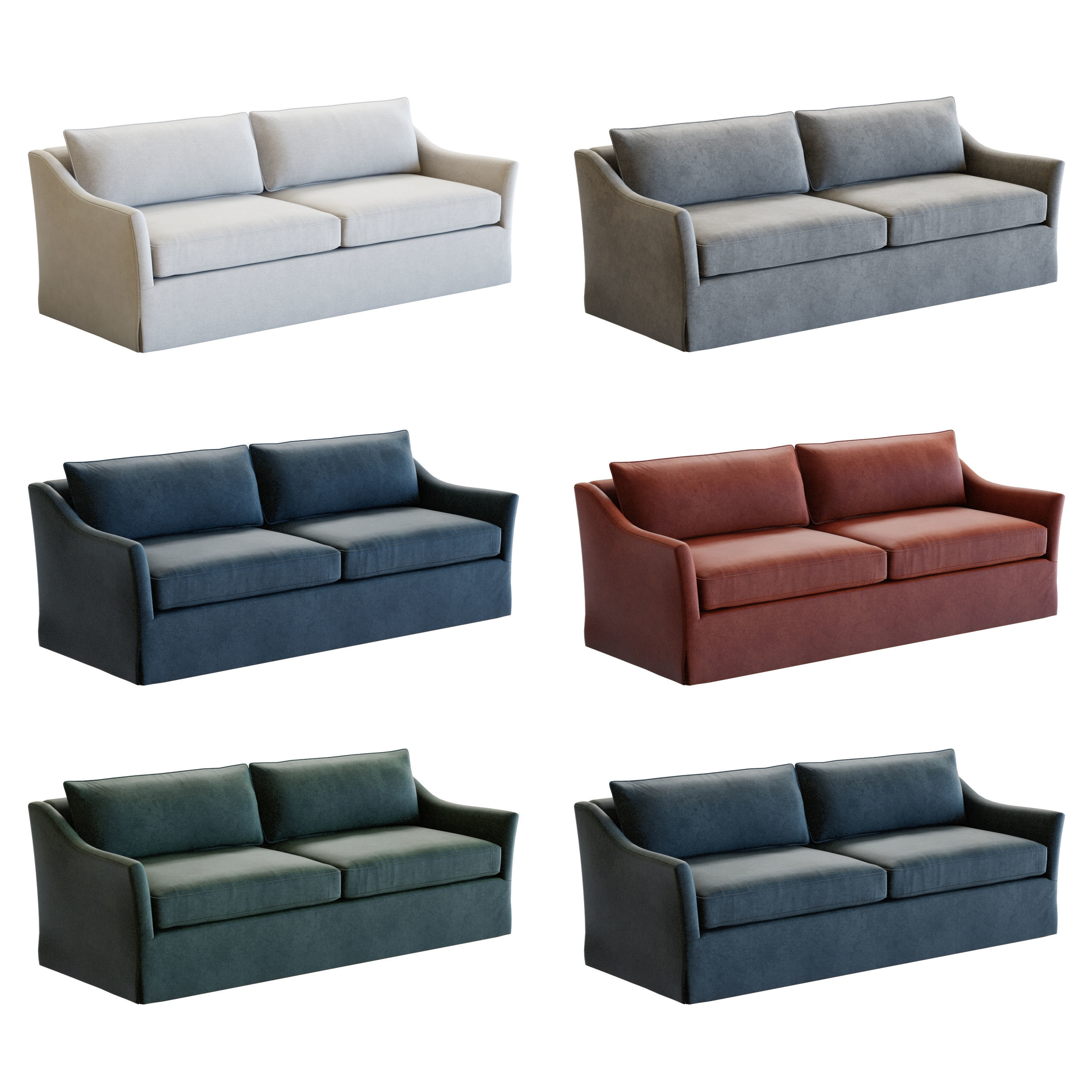 Crate and Barrel Keely Slipcovered Sofa 3D model_1