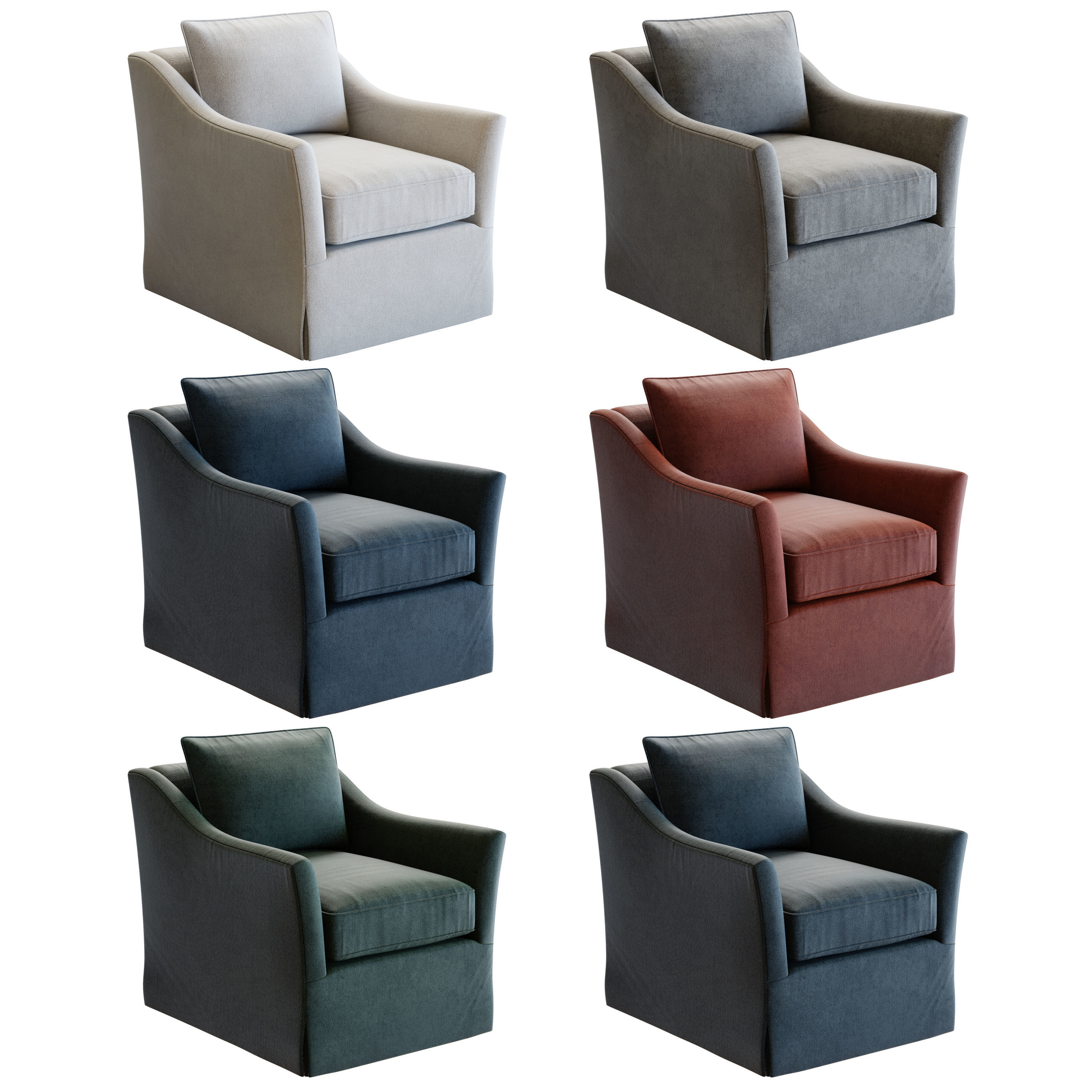 Crate and Barrel Keely Slipcovered Armchair 3D model_1