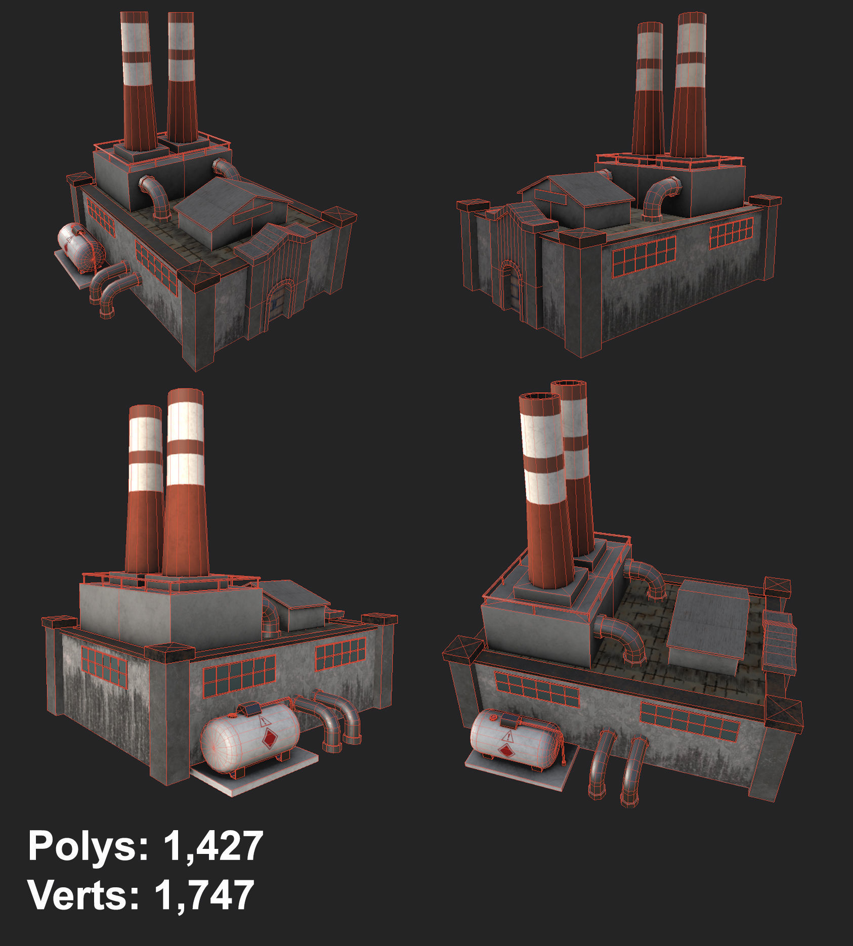 Old Abdoned Factory Low Poly Model Low-poly 3D Low-poly 3D model_6