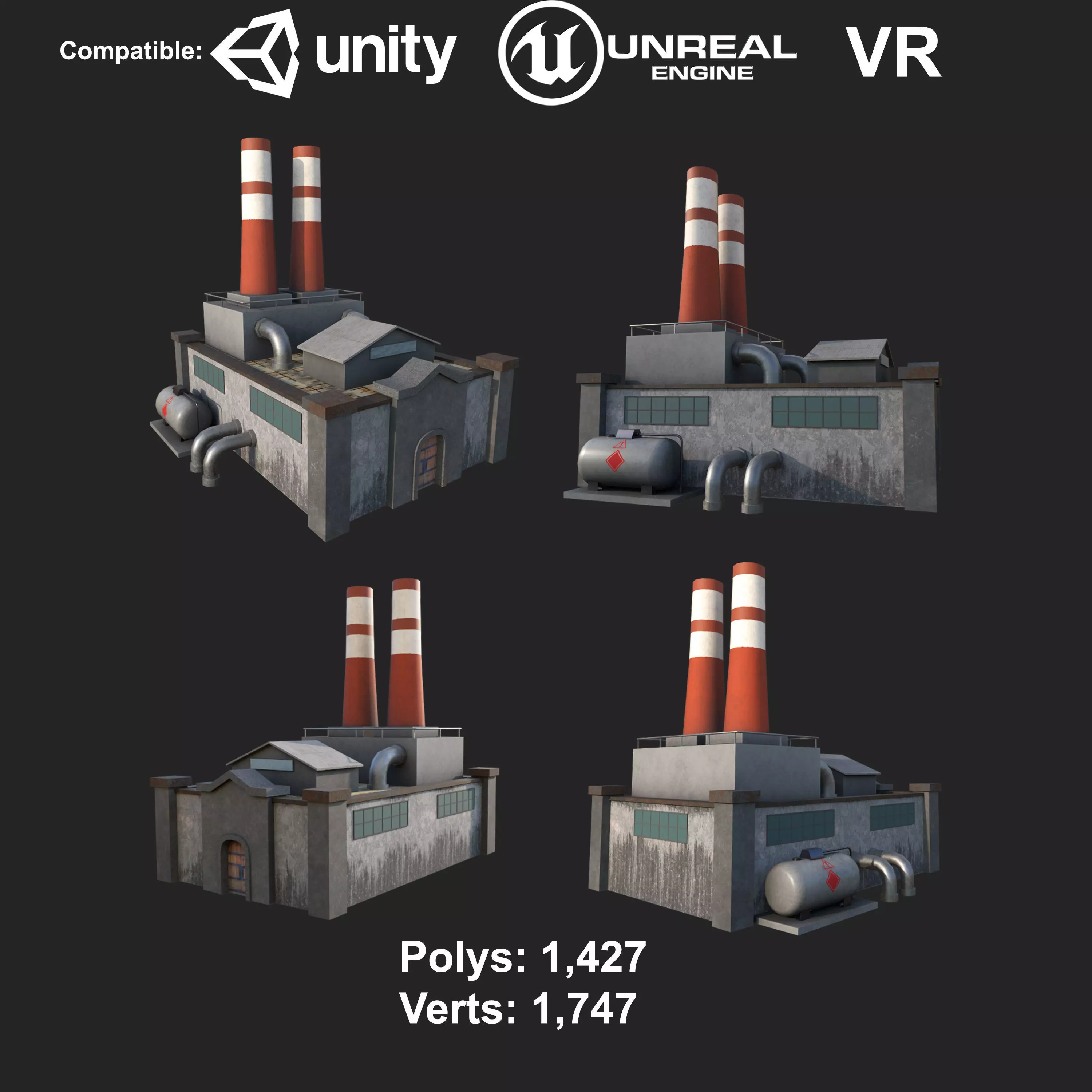 Old Abdoned Factory Low Poly Model Low-poly 3D Low-poly 3D model_0