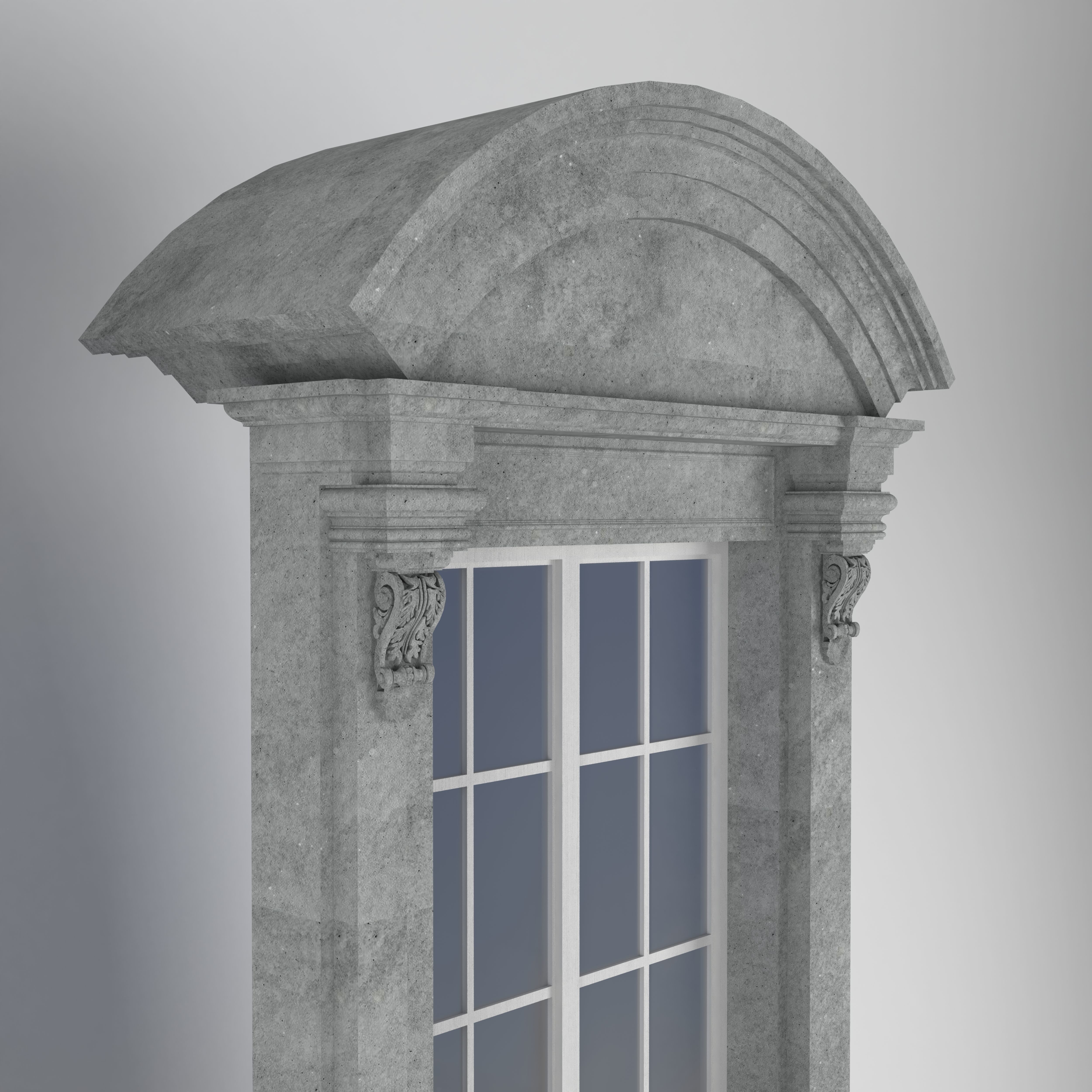 classical style window and balcony Low-poly 3D model_5
