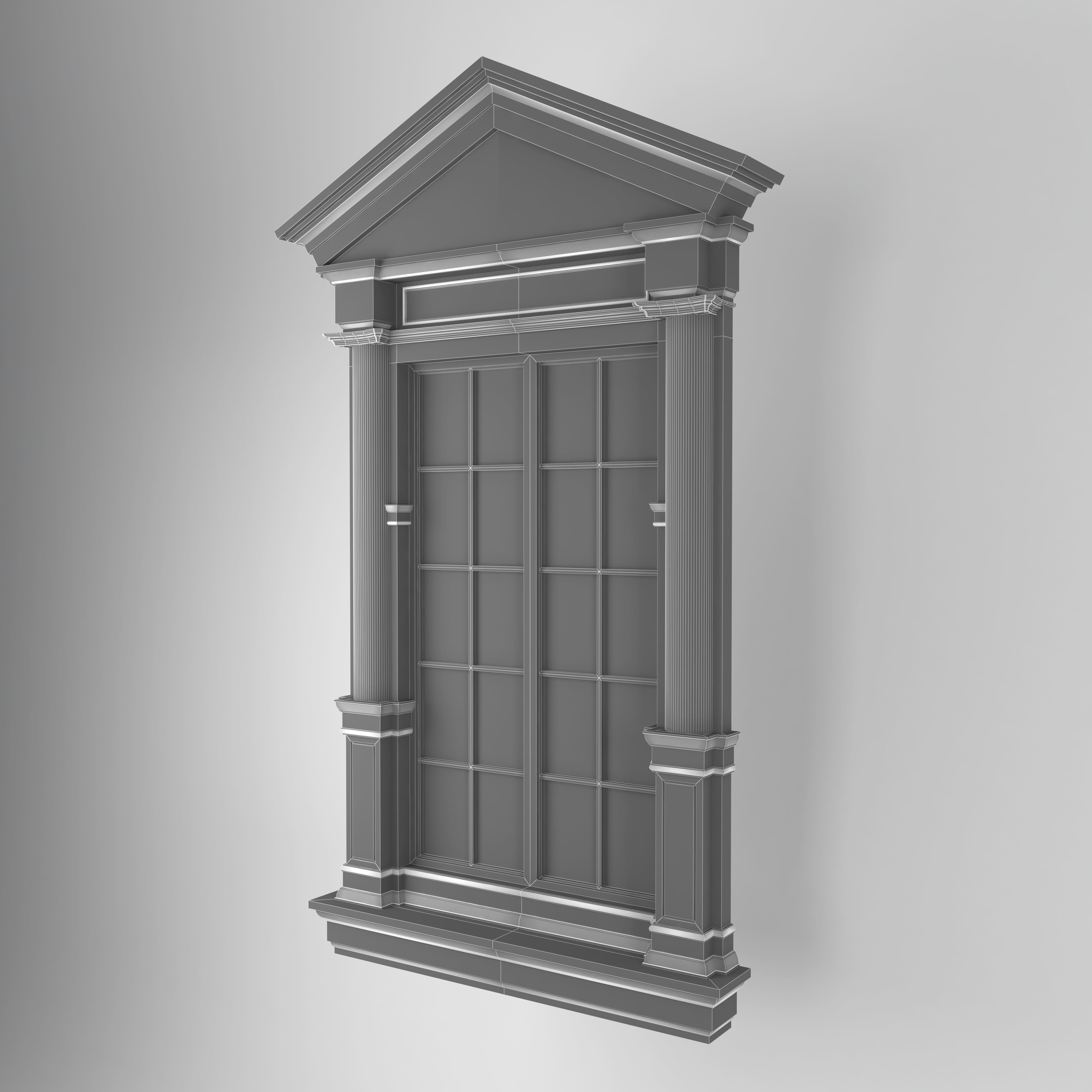 classical style window and balcony Low-poly 3D model_8