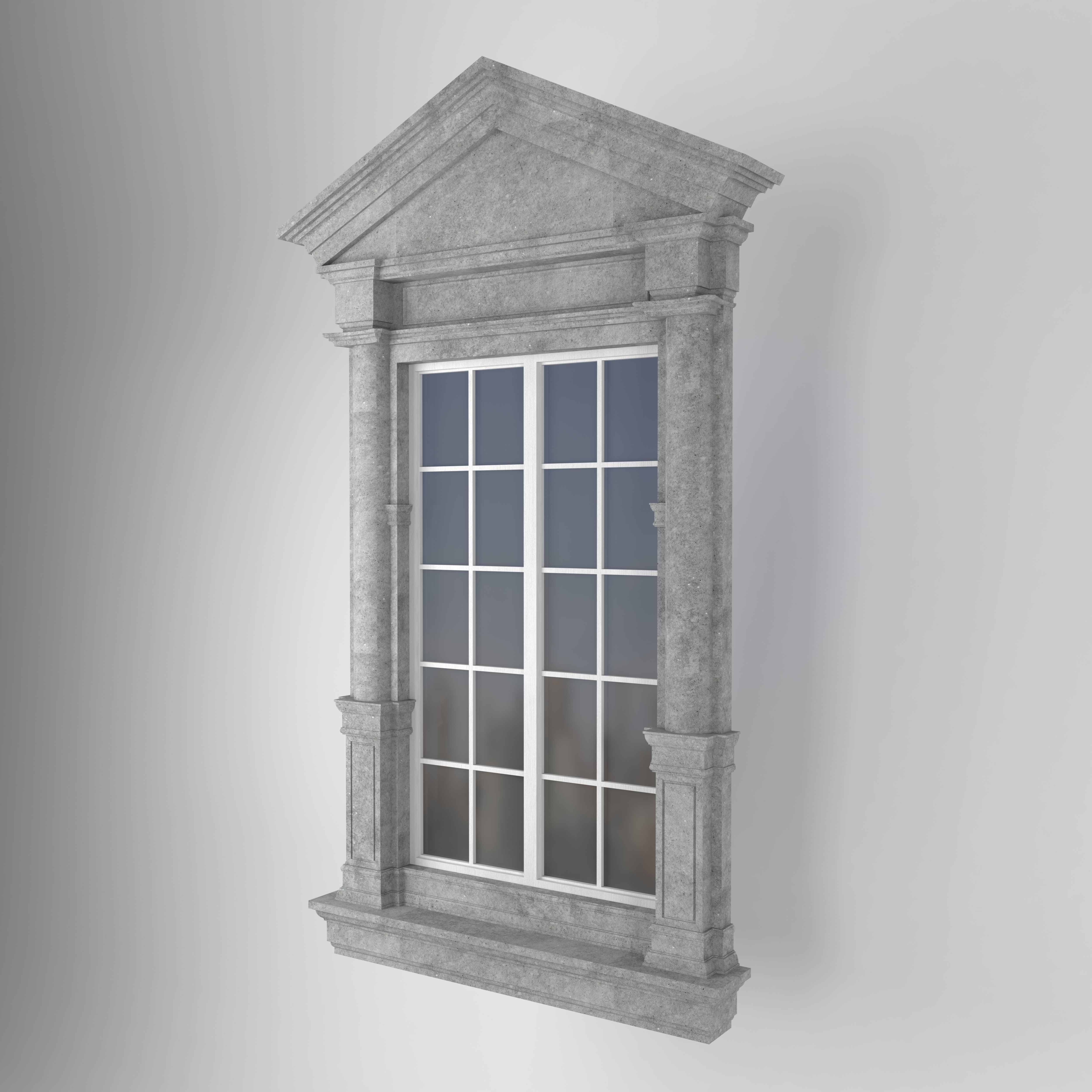 classical style window and balcony Low-poly 3D model_1
