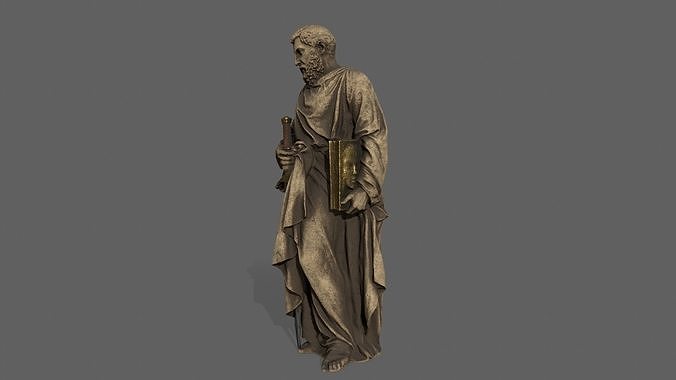 Old Man Statue Low-poly 3D model