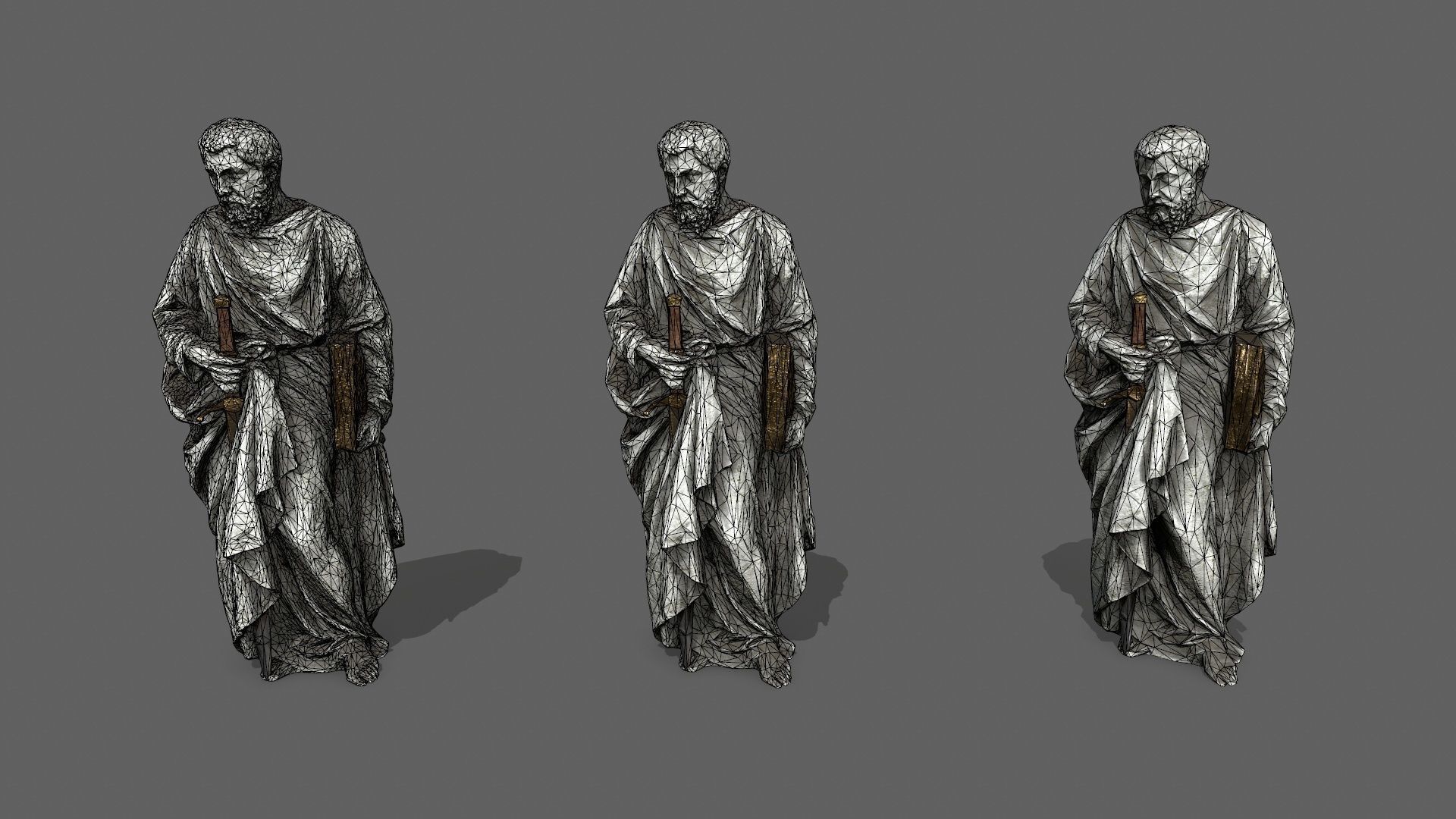 Old Man Statue Low-poly 3D model_11