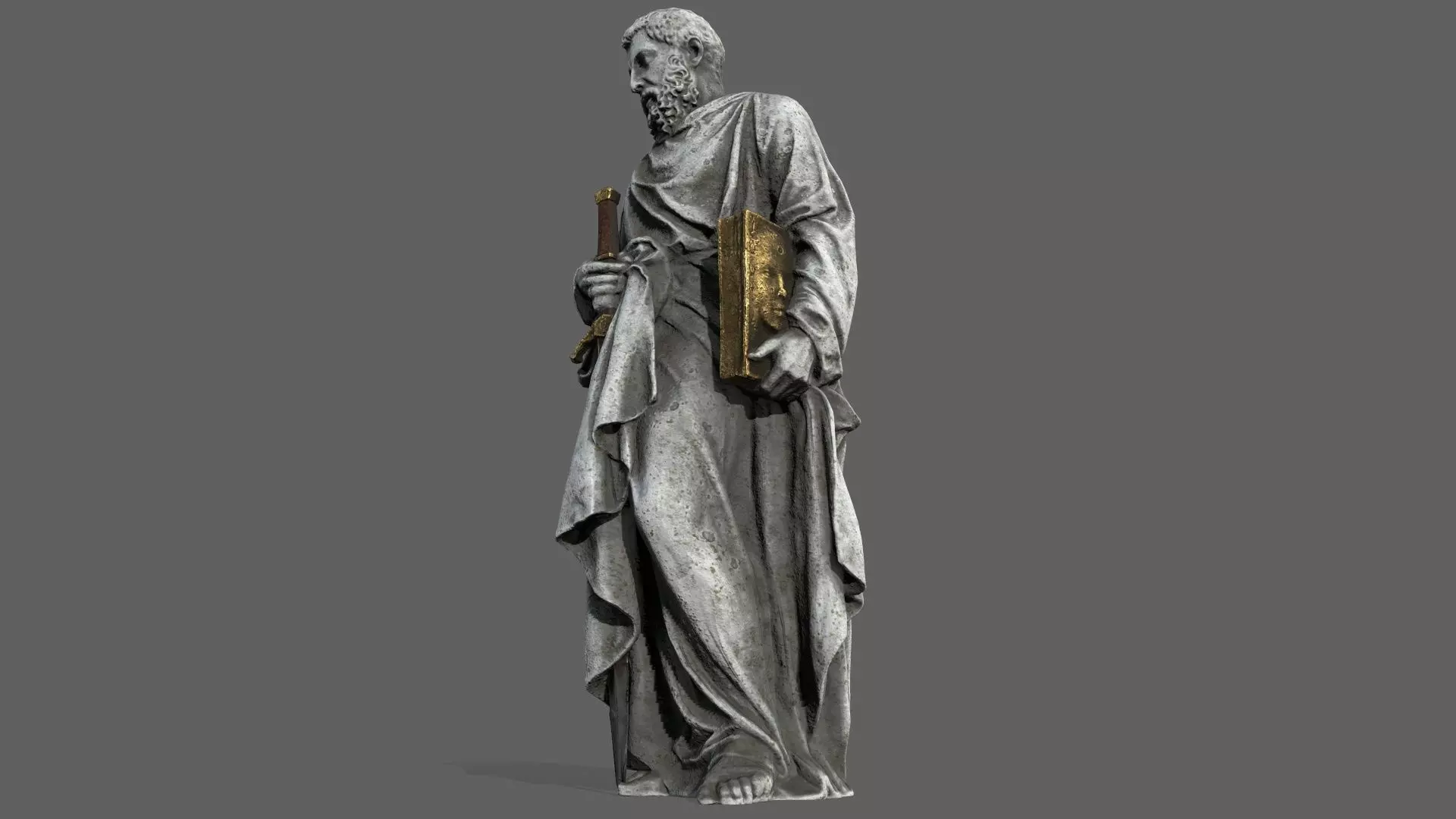 Old Man Statue Low-poly 3D model_0