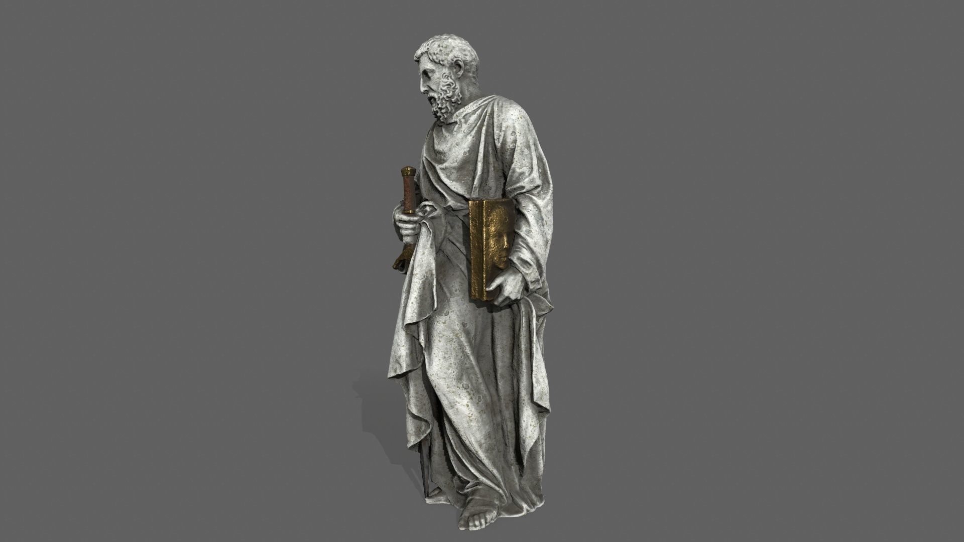 Old Man Statue Low-poly 3D model_1