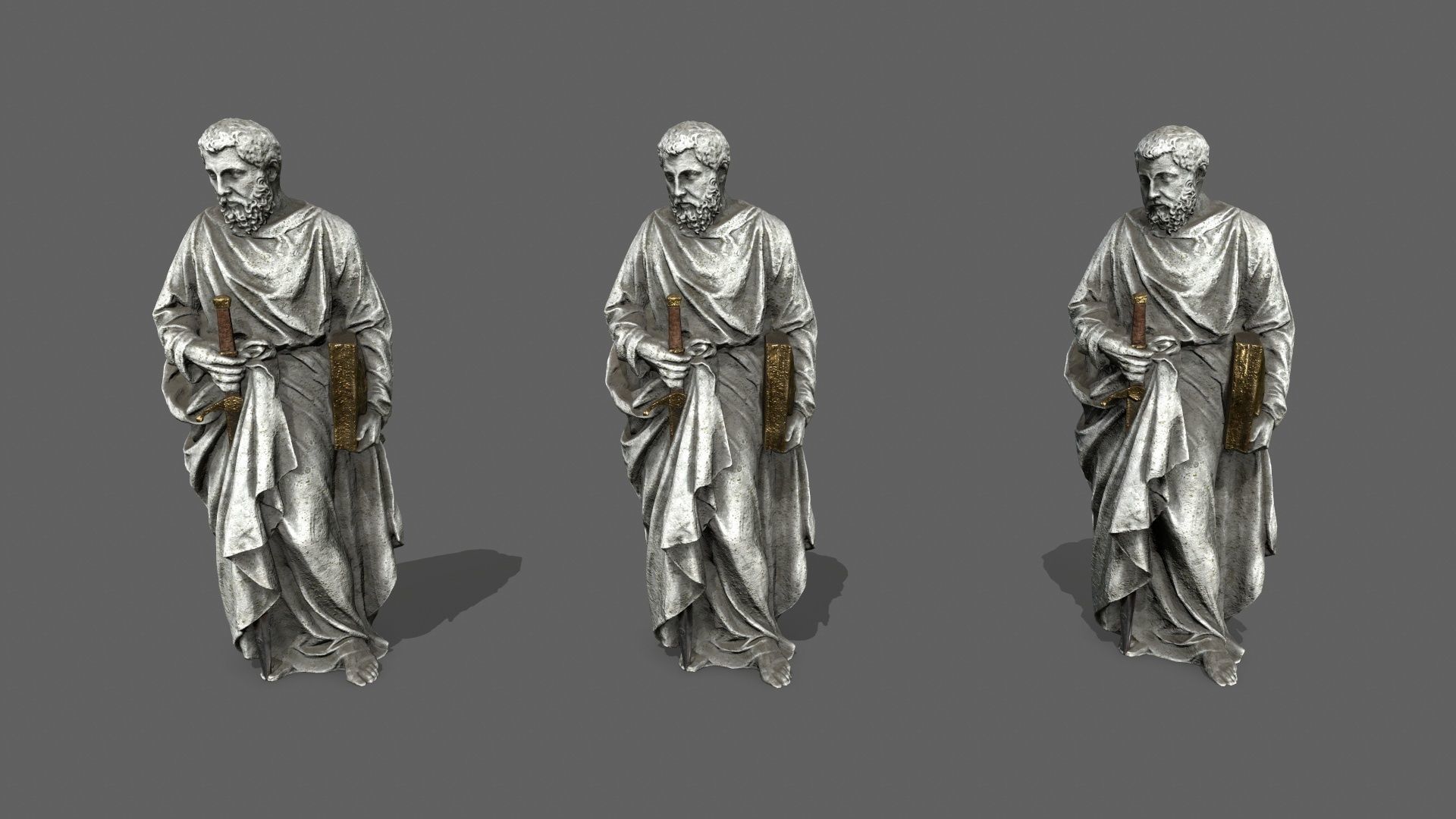 Old Man Statue Low-poly 3D model_10