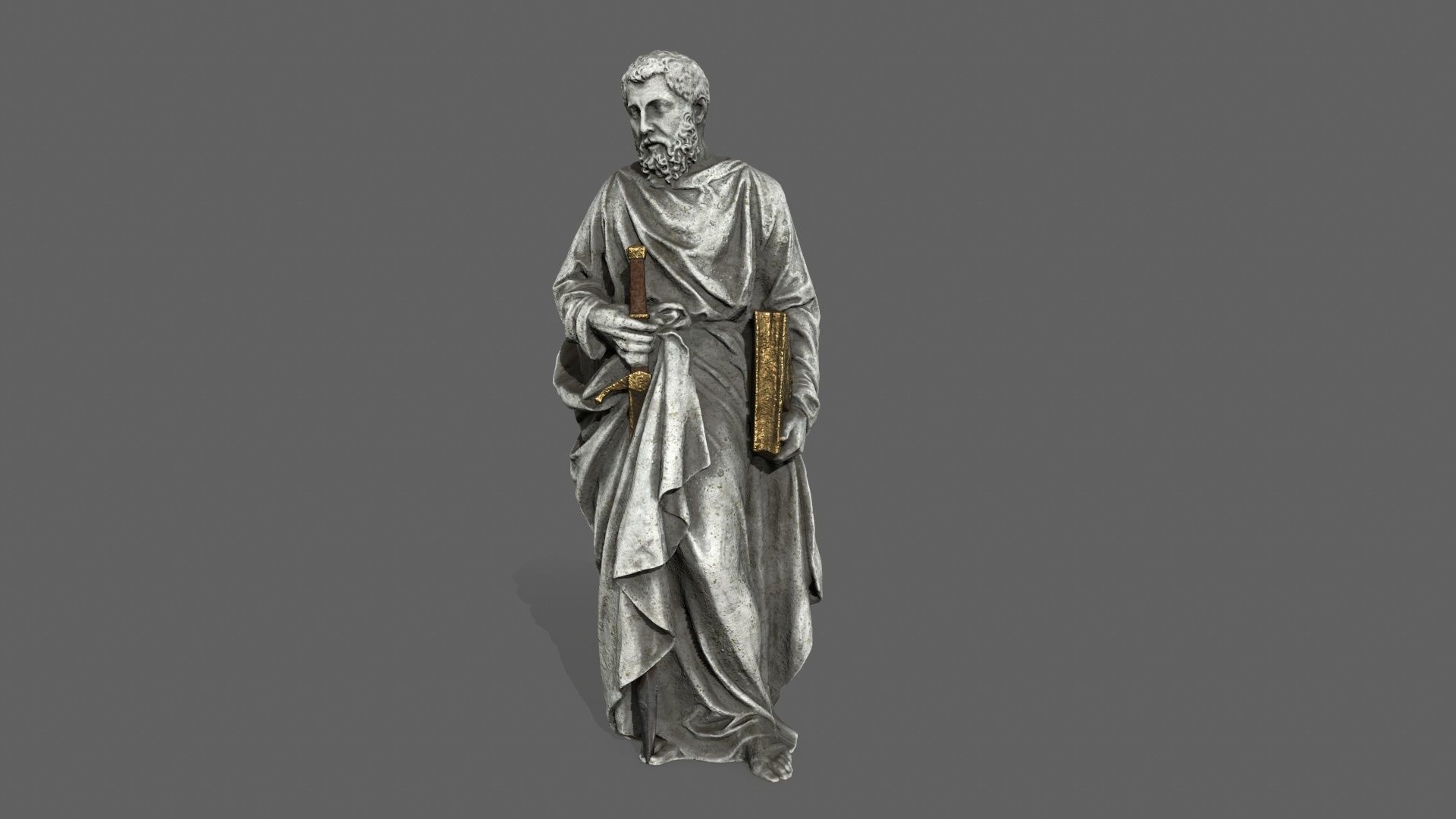 Old Man Statue Low-poly 3D model_2