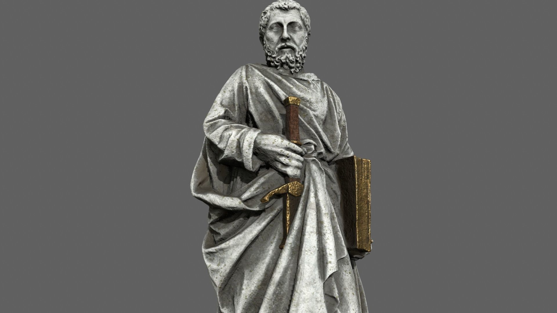 Old Man Statue Low-poly 3D model_9