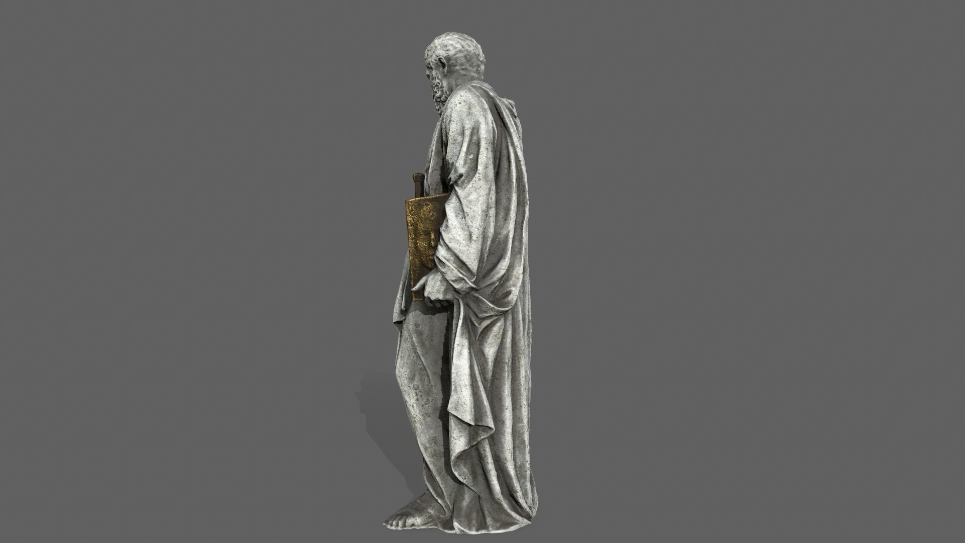 Old Man Statue Low-poly 3D model_6