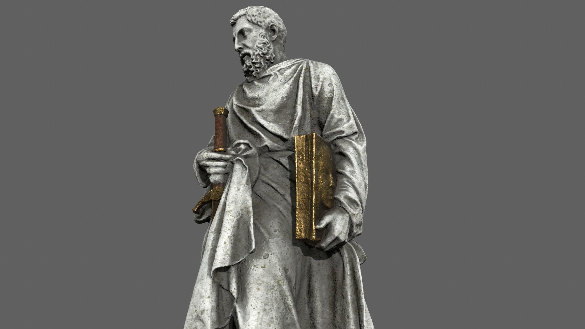 Old Man Statue Low-poly 3D model_8