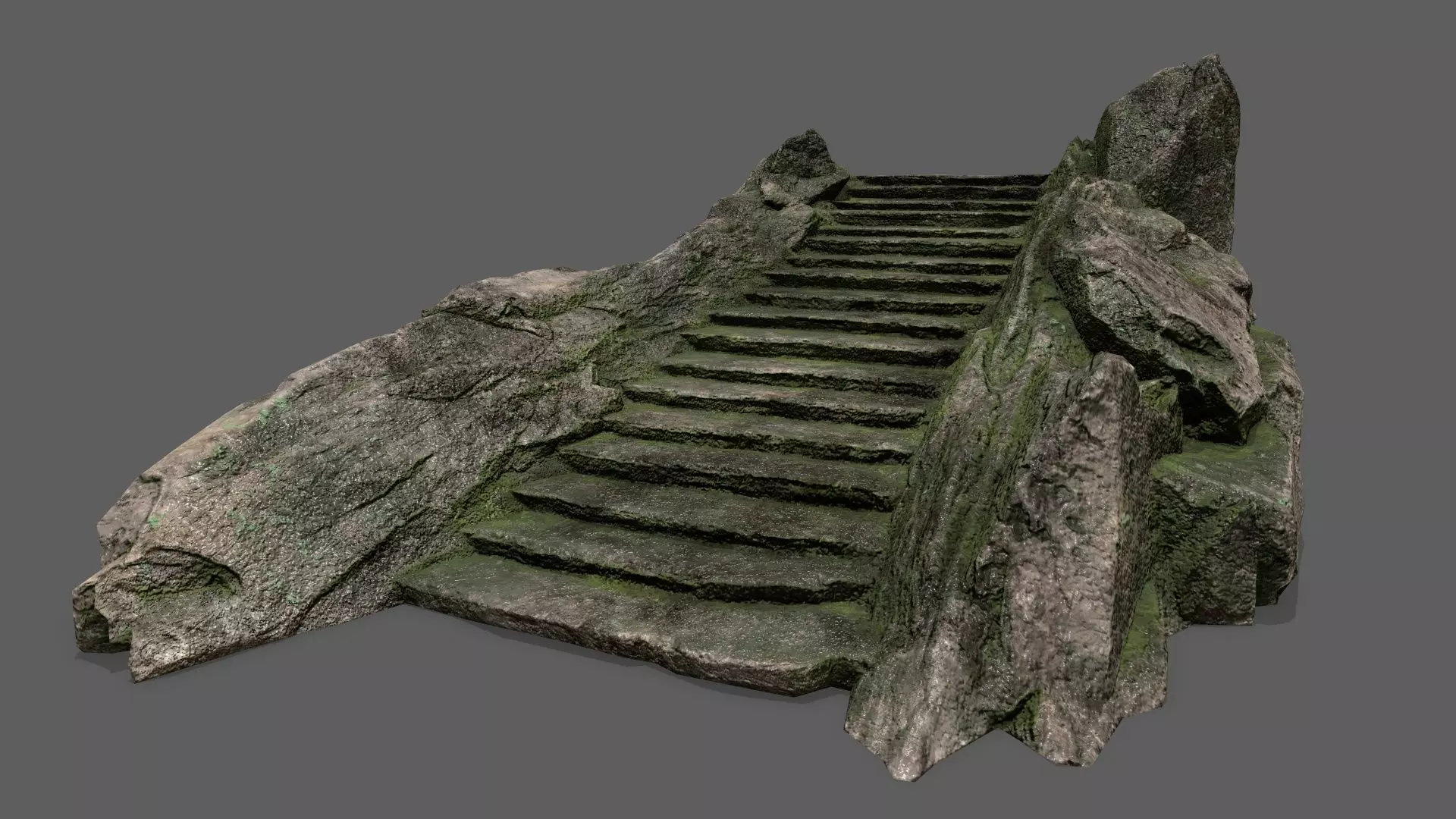 Stairs set of made from rocks Low-poly 3D model_0