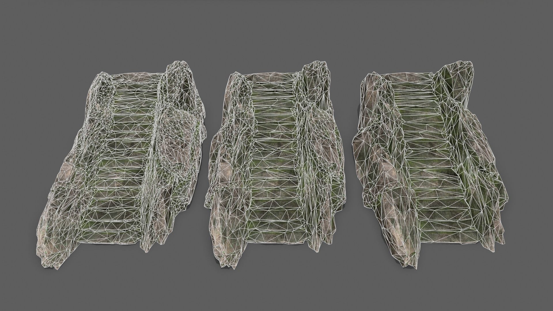 Stairs set of made from rocks Low-poly 3D model_12