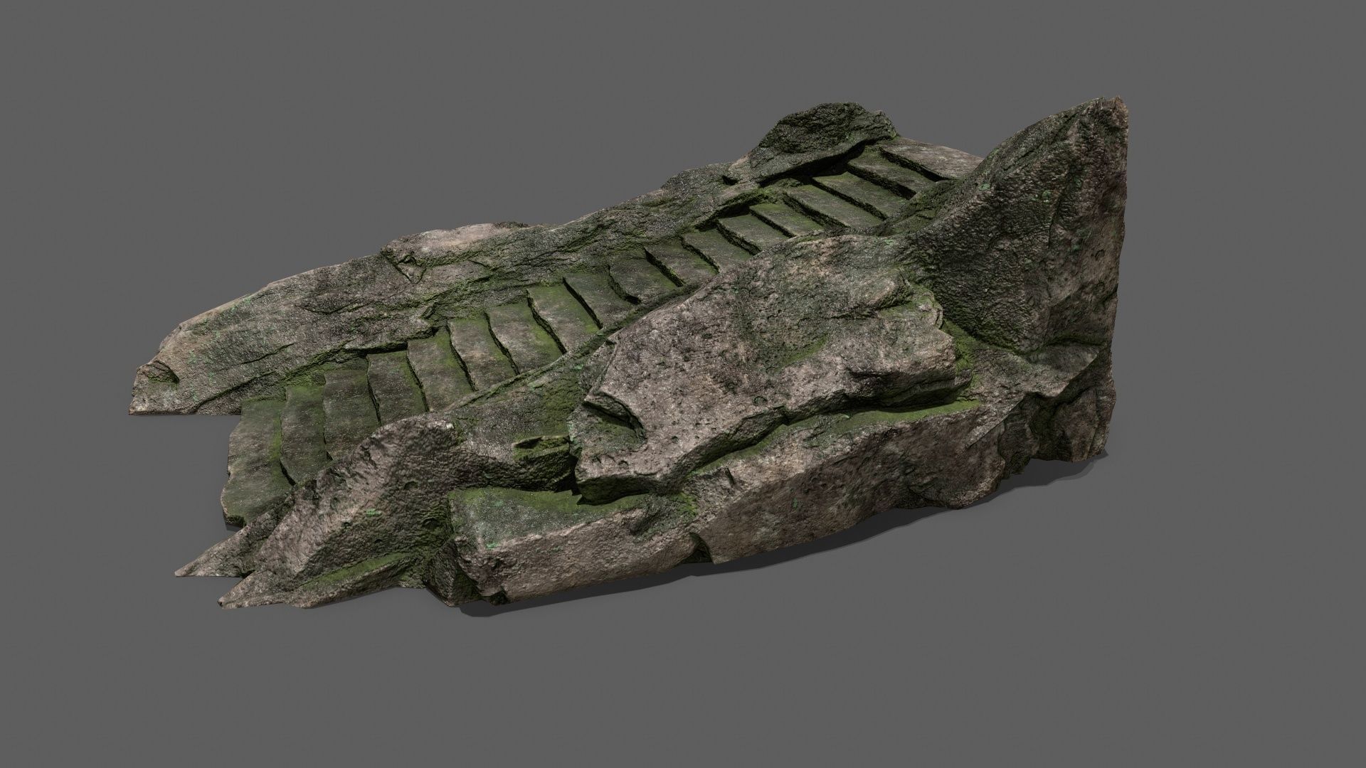 Stairs set of made from rocks Low-poly 3D model_2