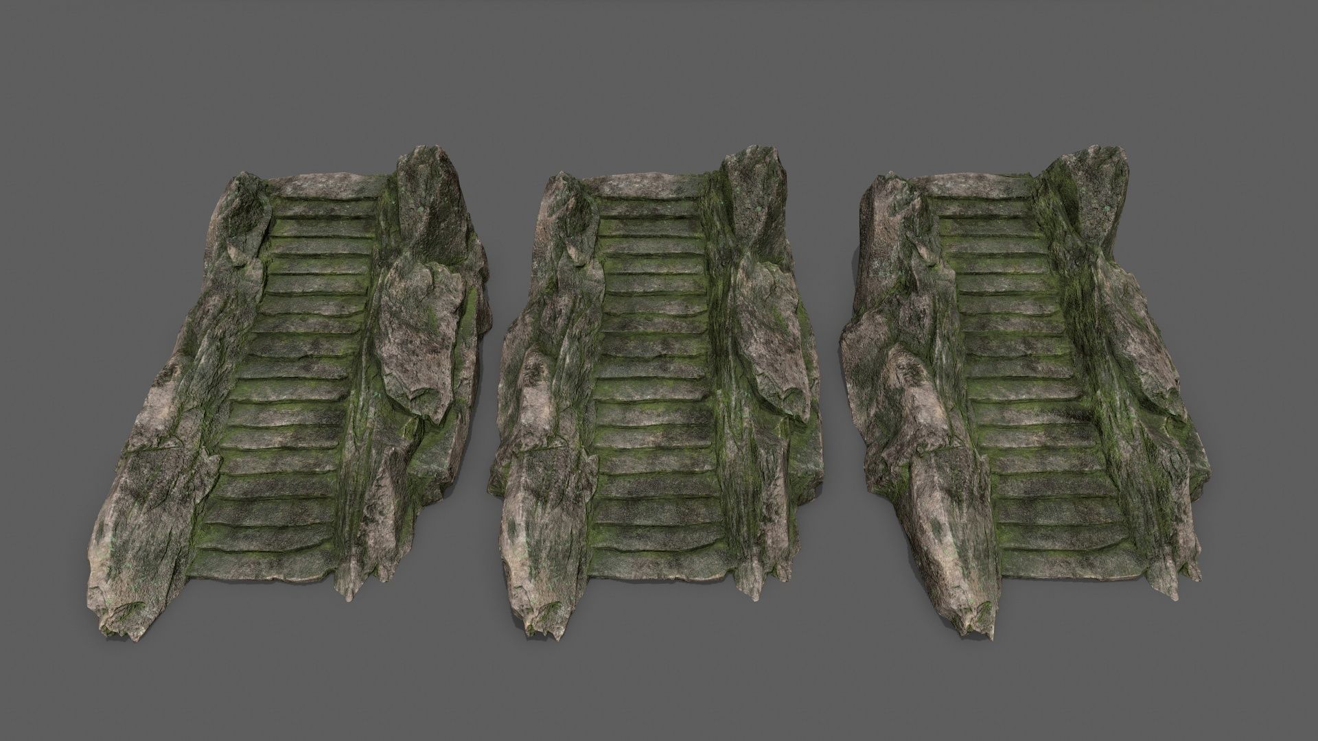 Stairs set of made from rocks Low-poly 3D model_11