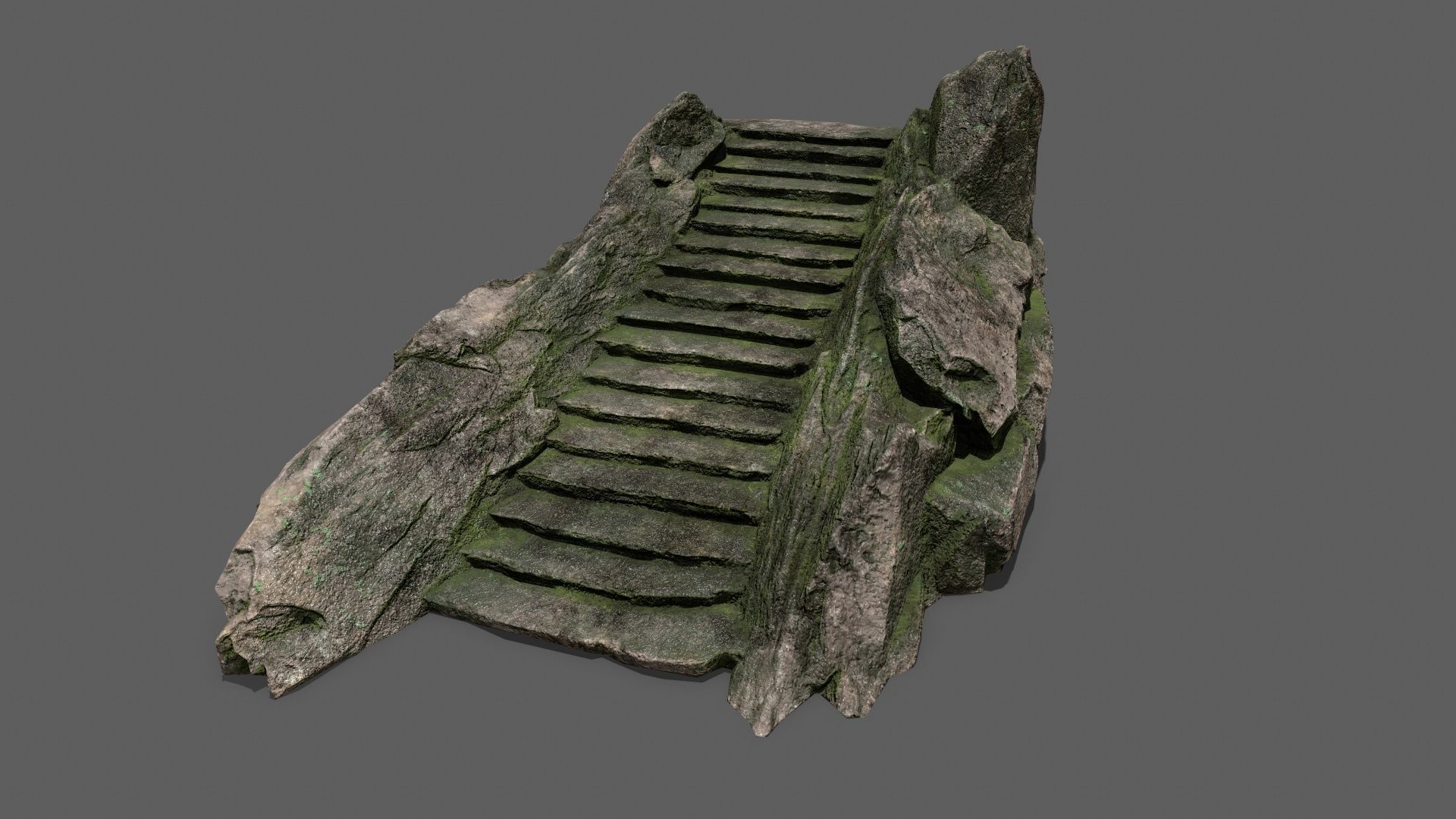 Stairs set of made from rocks Low-poly 3D model_1