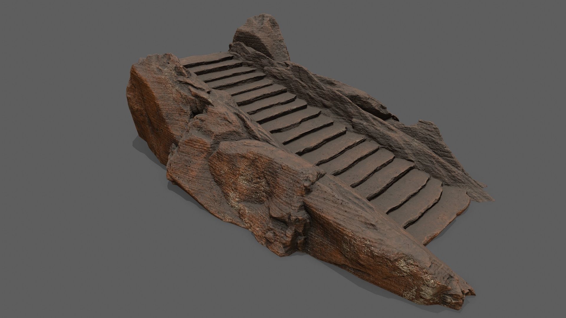 Stairs wooden staircase Low-poly 3D model_9