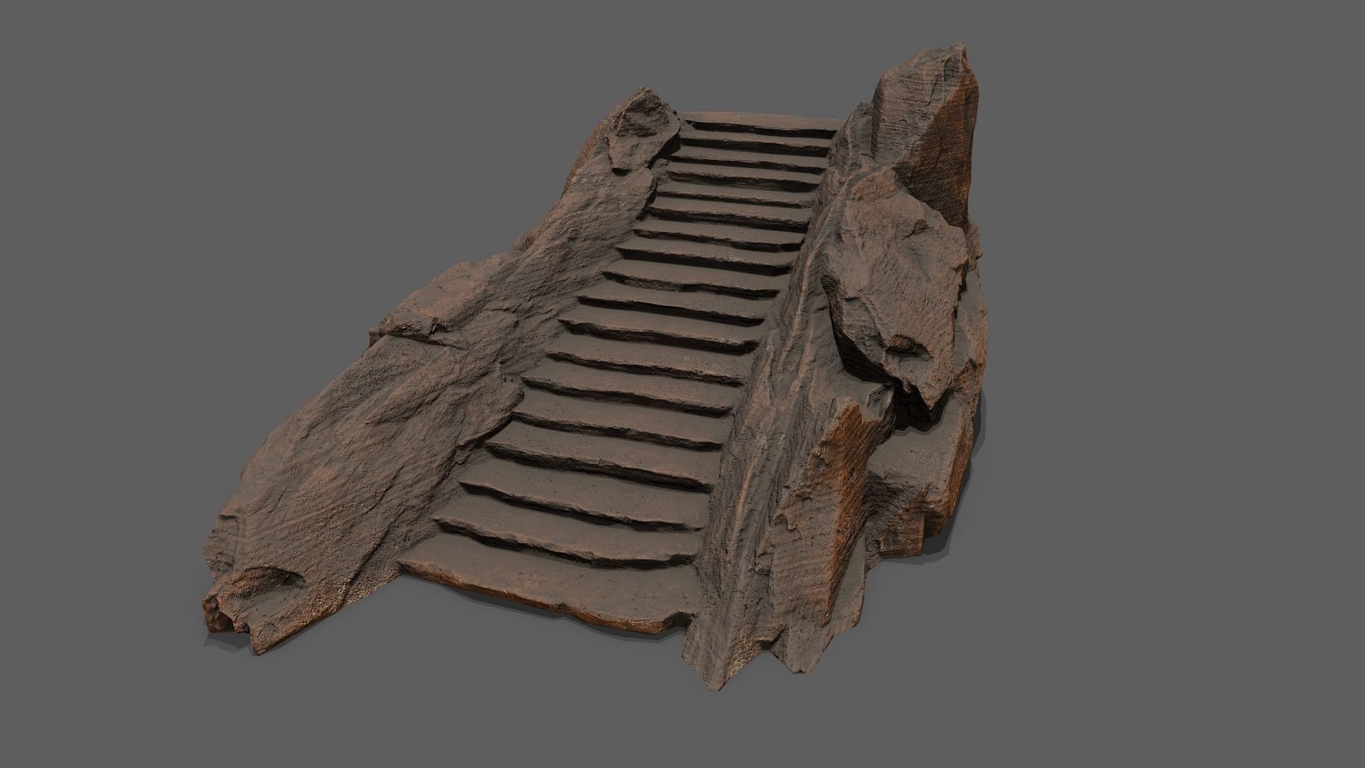 Stairs wooden staircase Low-poly 3D model_1